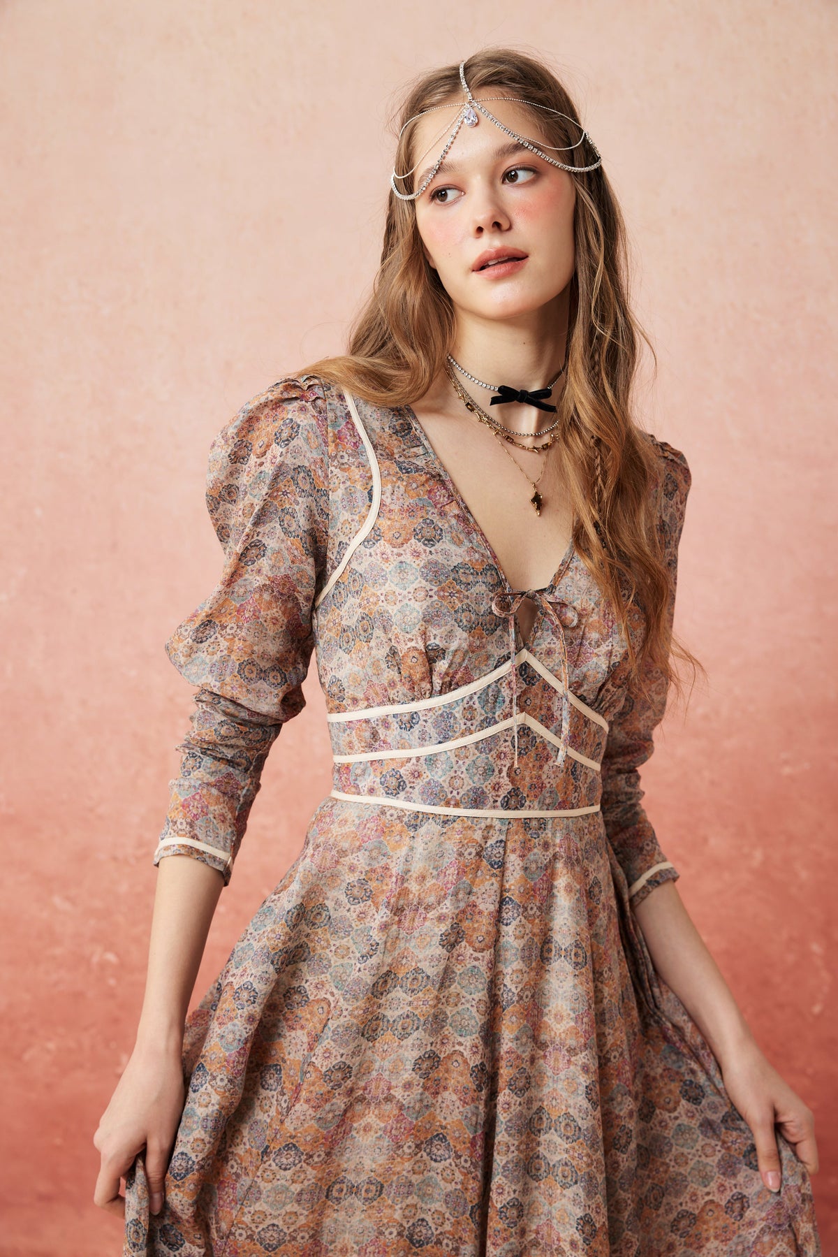 Chelse 19 |Longsleeved Linen Dress Gown
