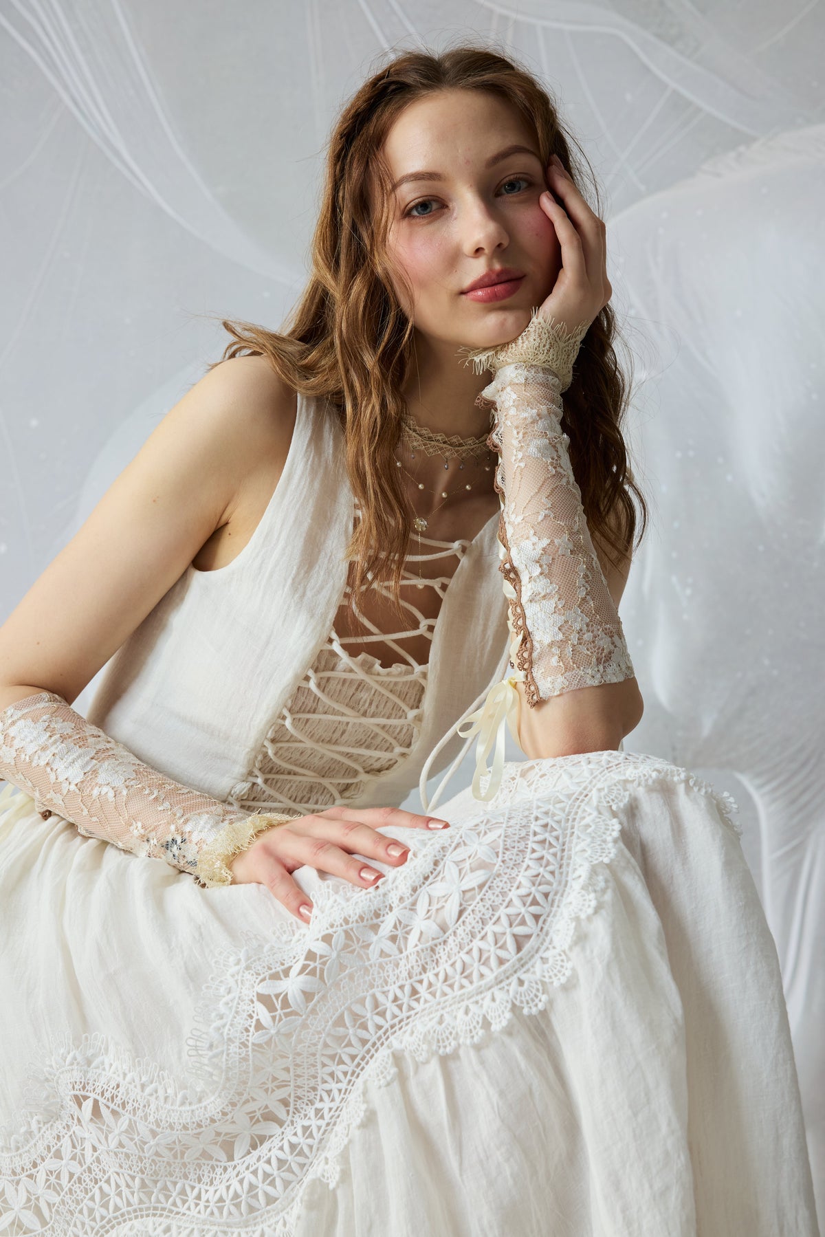 Moonstone 22 |Lace linen Maxi skirt