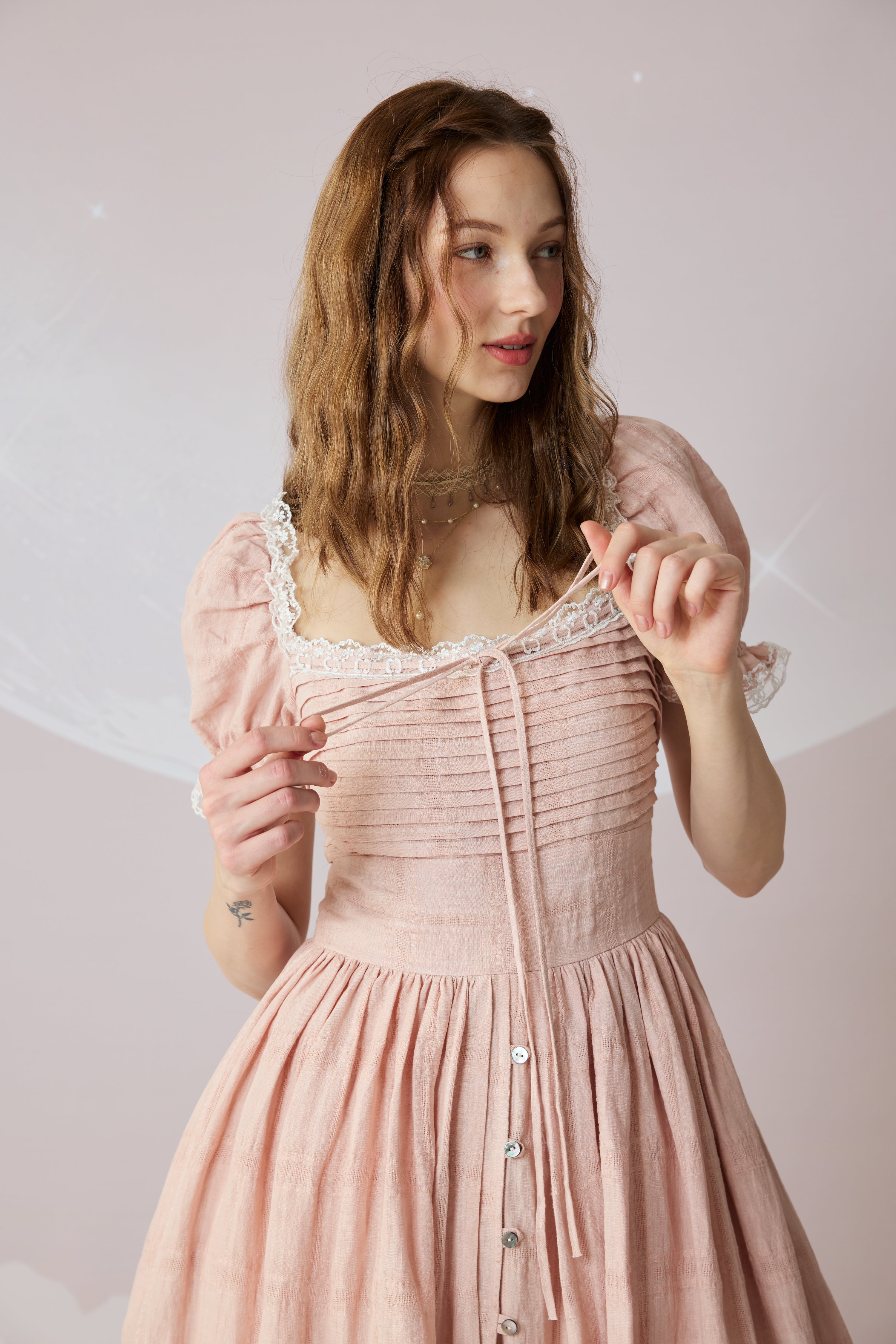 Monet Haze 26 | Fairy layered Linen Dress with pintucks