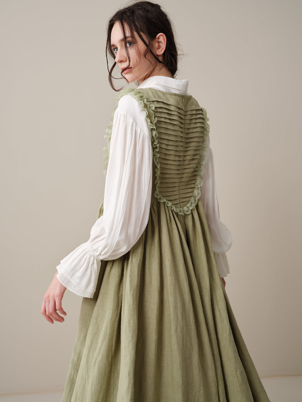 Edith 14 | Pleated Corset Linen Dress