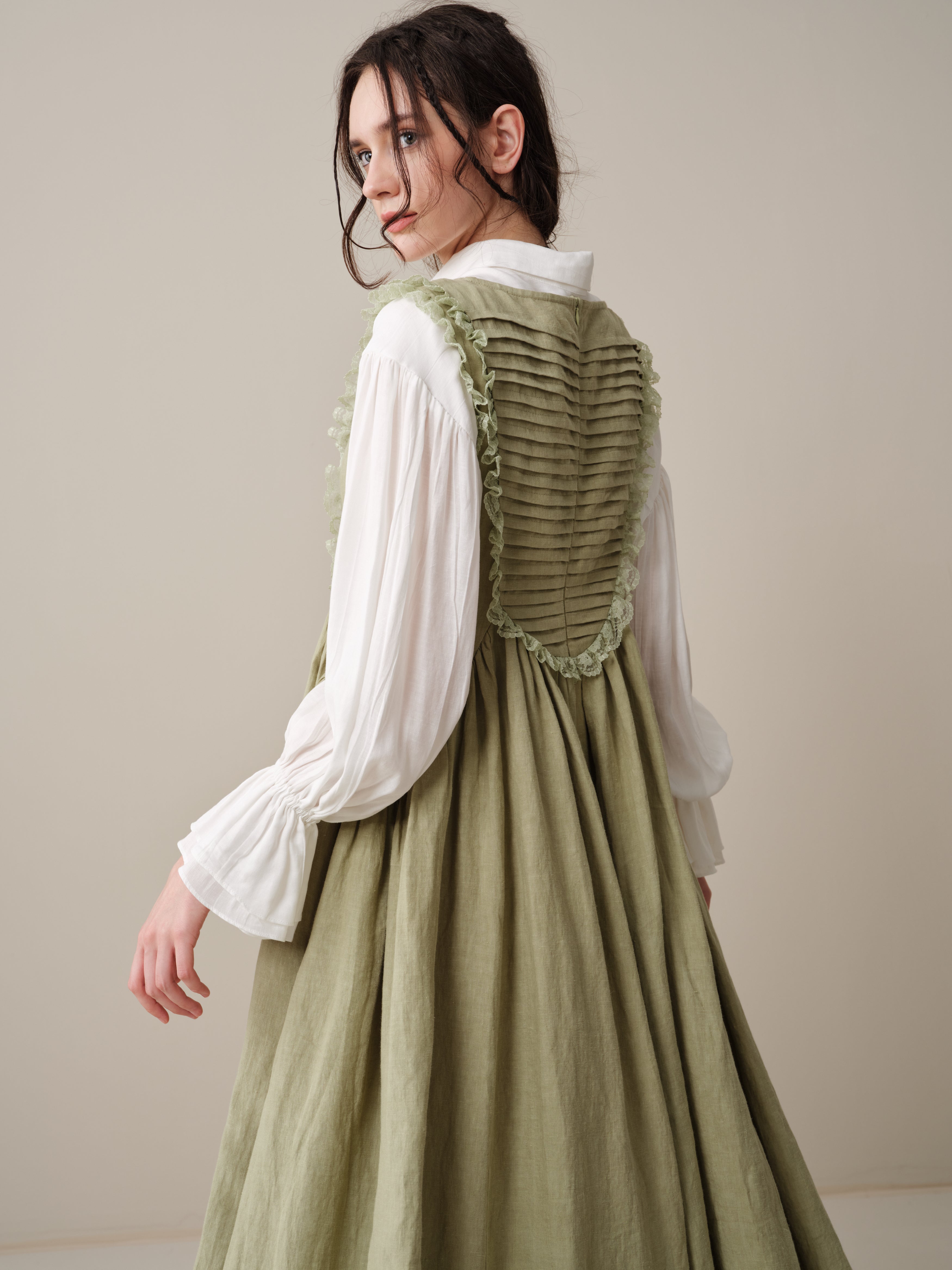 Edith 14 | Pleated Corset Linen Dress