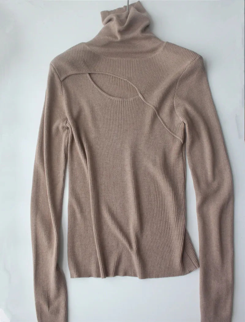 Criss Cross Turtleneck Long Sleeve Knit Top