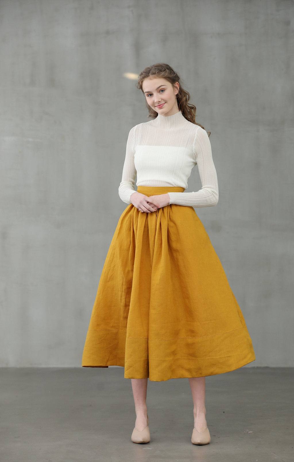 Daisy 03 | mustard yellow linen skirt