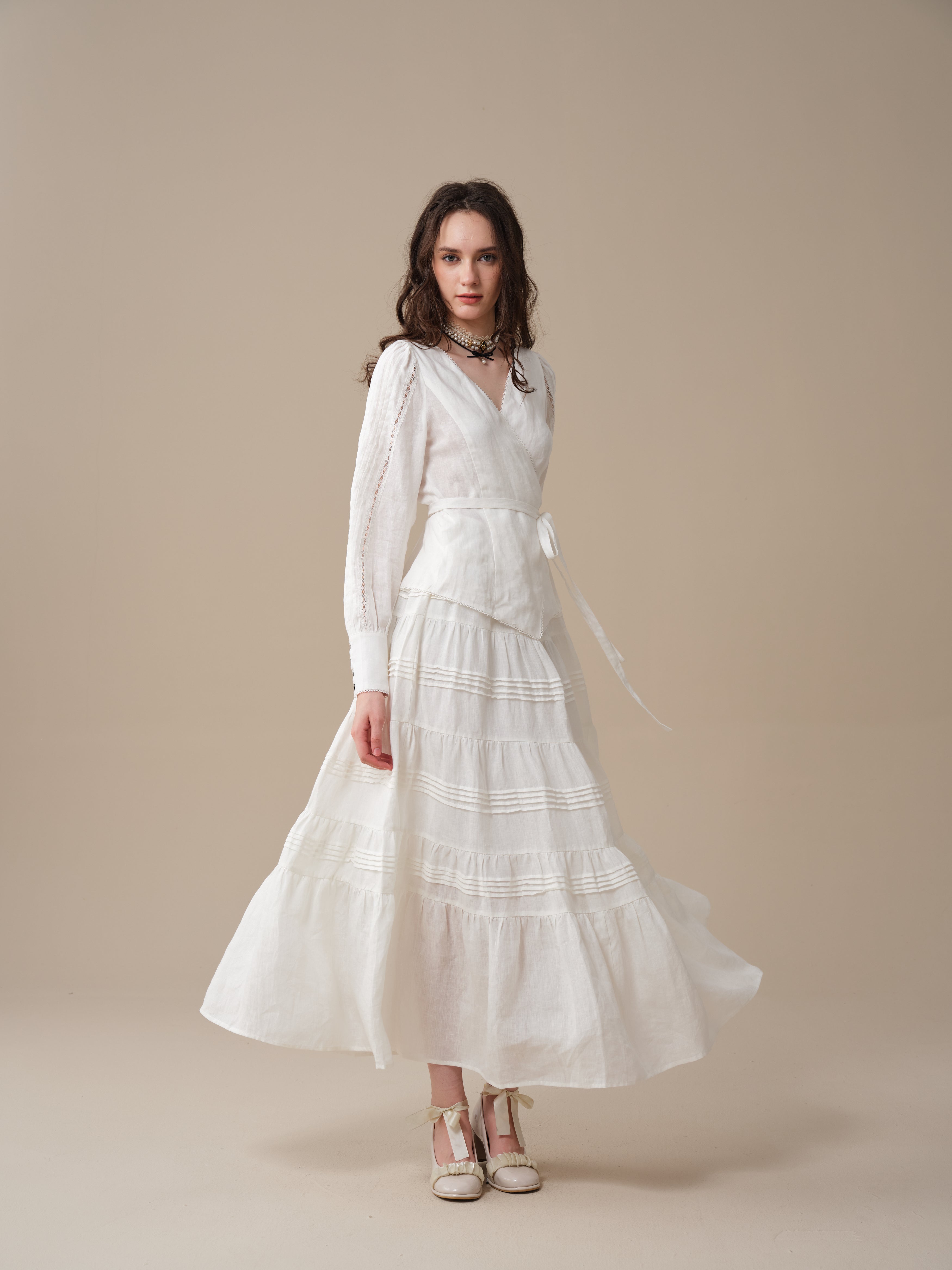 Marguerite | Soft Linen Wrap Blouse