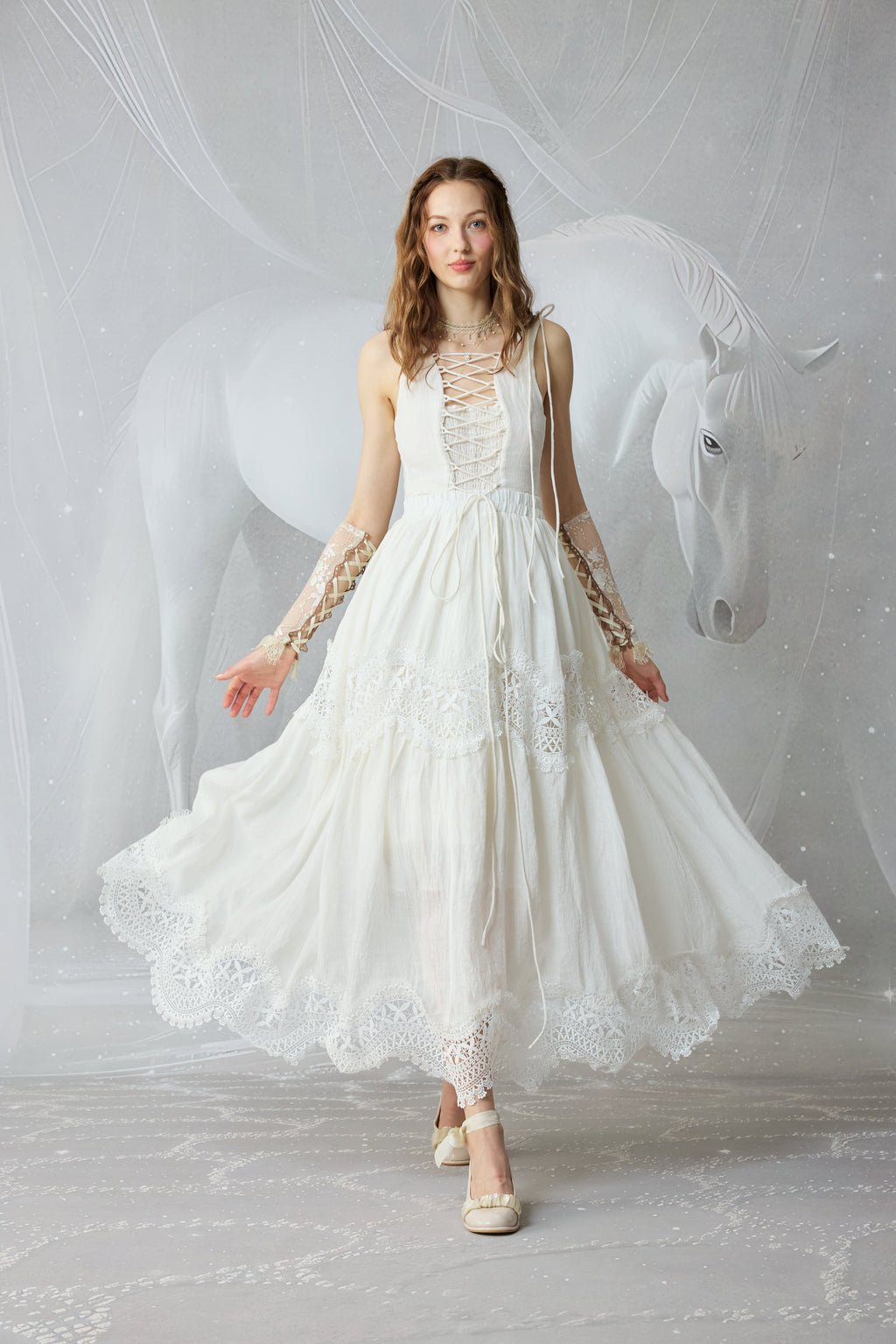 Moonstone 22 |Lace linen Maxi skirt