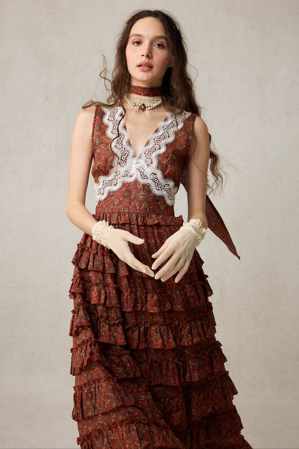 Nolita 28 |Lace & Linen Dress Gown （With Gift scarf)