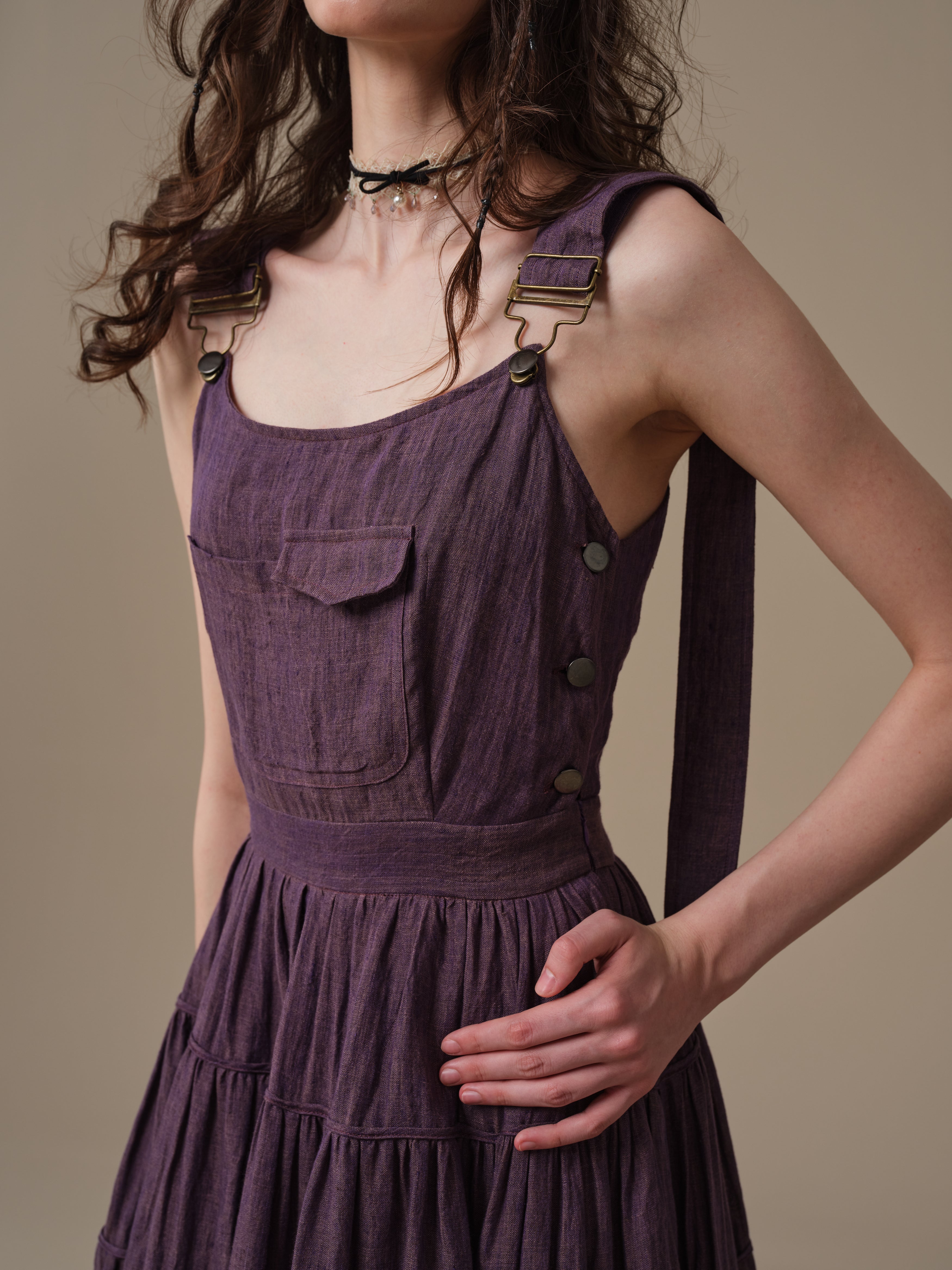 Heather 12 | Linen Apron Maxi Dress