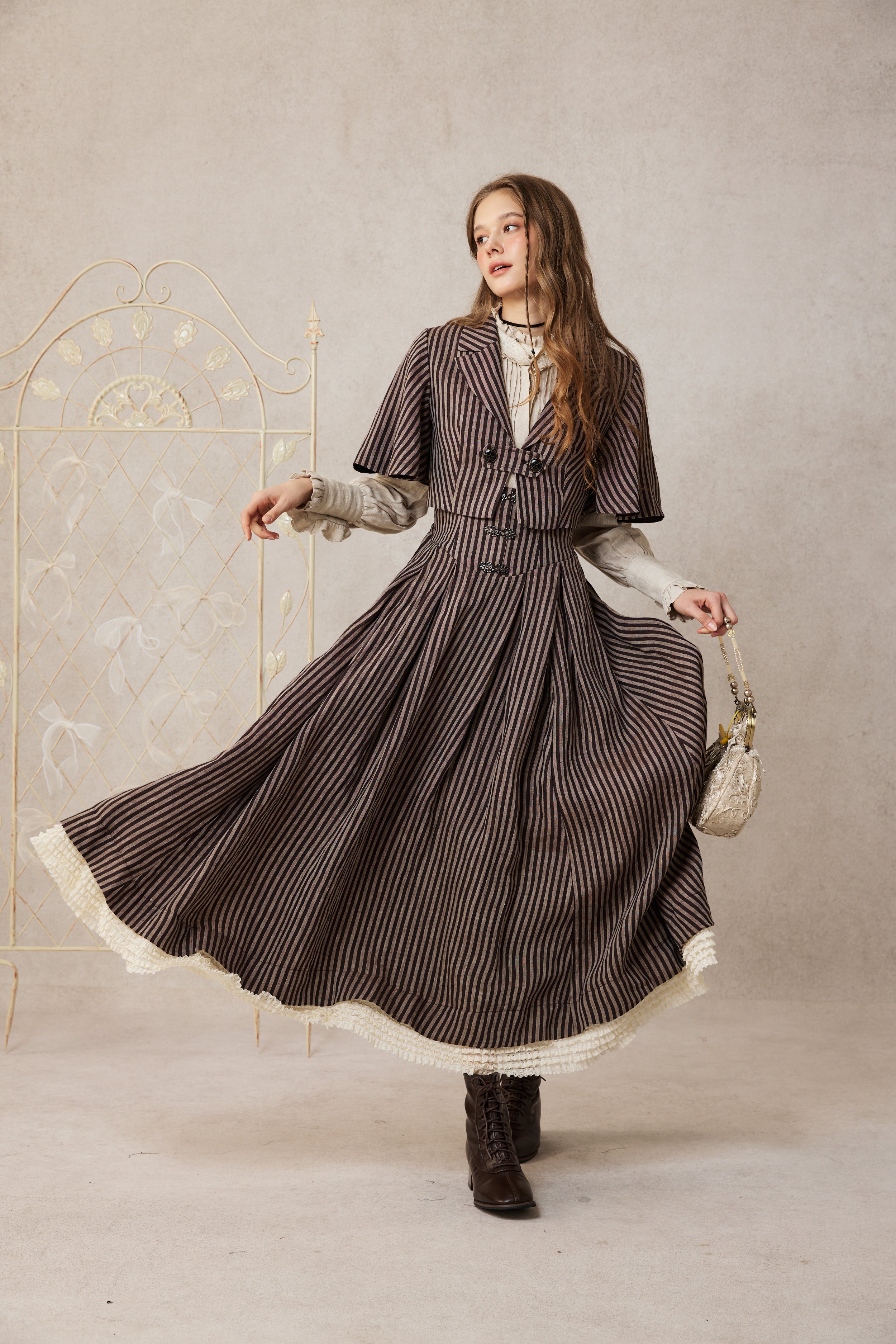 Clarise 22 | Retro Linen Skirt