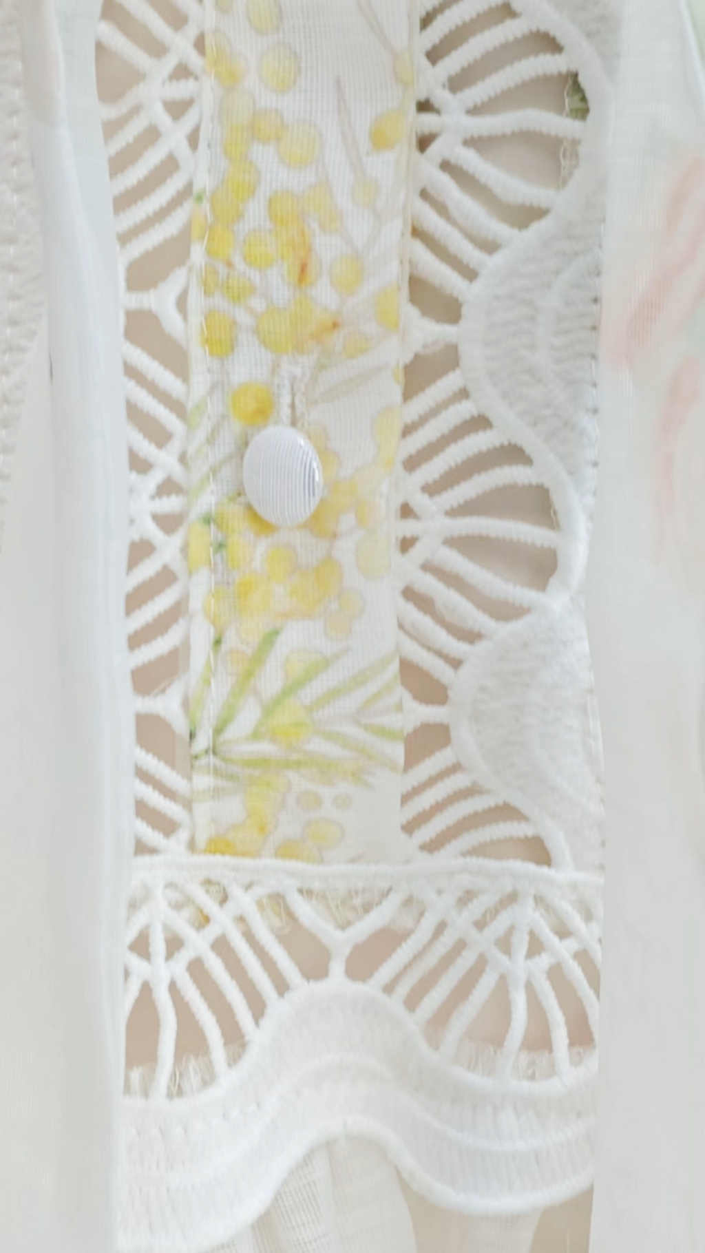 Whimsical Beauty Cream White Floral Print Lace Trim Mini Dress