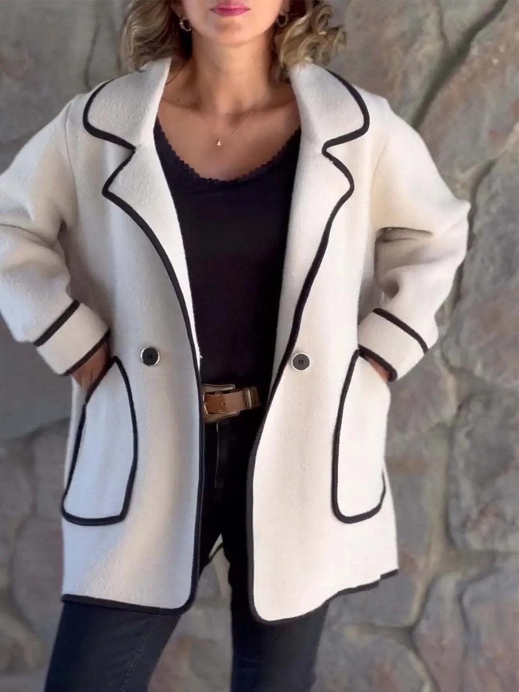 Temperament Suit Collar Double-Sided Wool Jacket