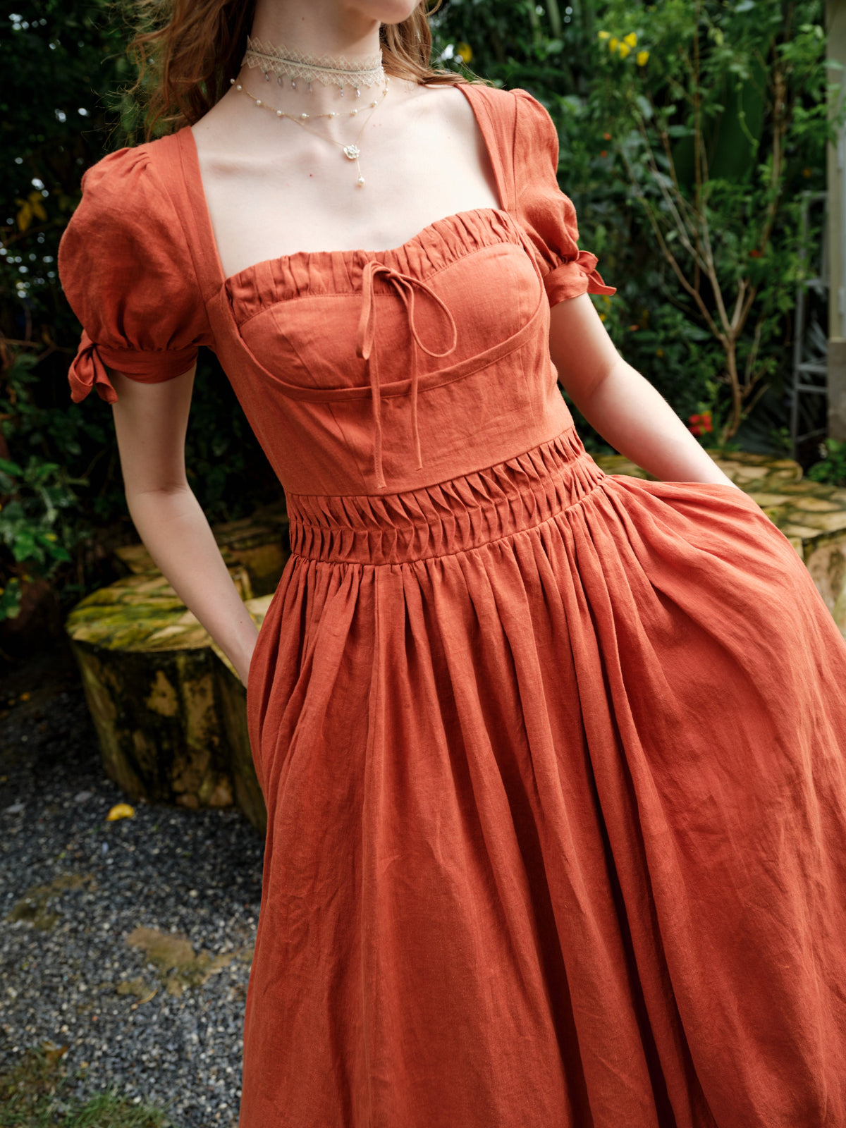 Hydrangea 27 | Corset Floral Linen Dress