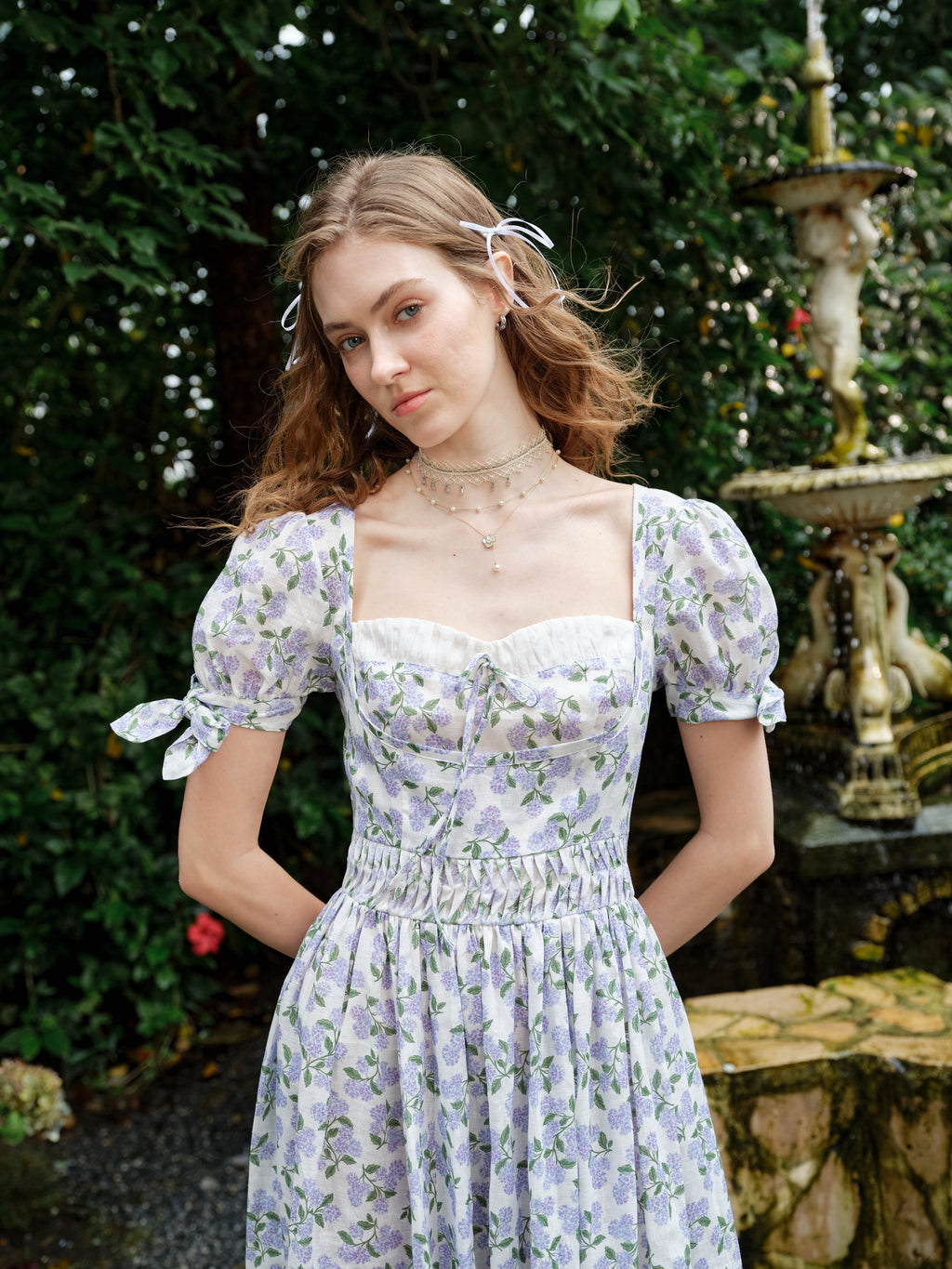 Hydrangea 27 | Corset Floral Linen Dress