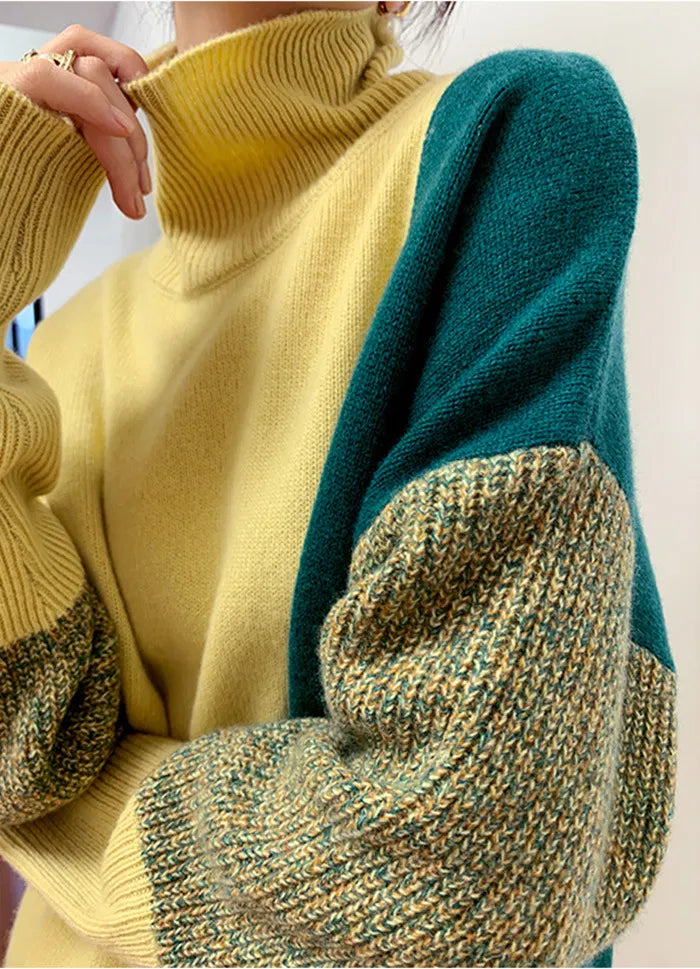 High Neck Contrast Sweater