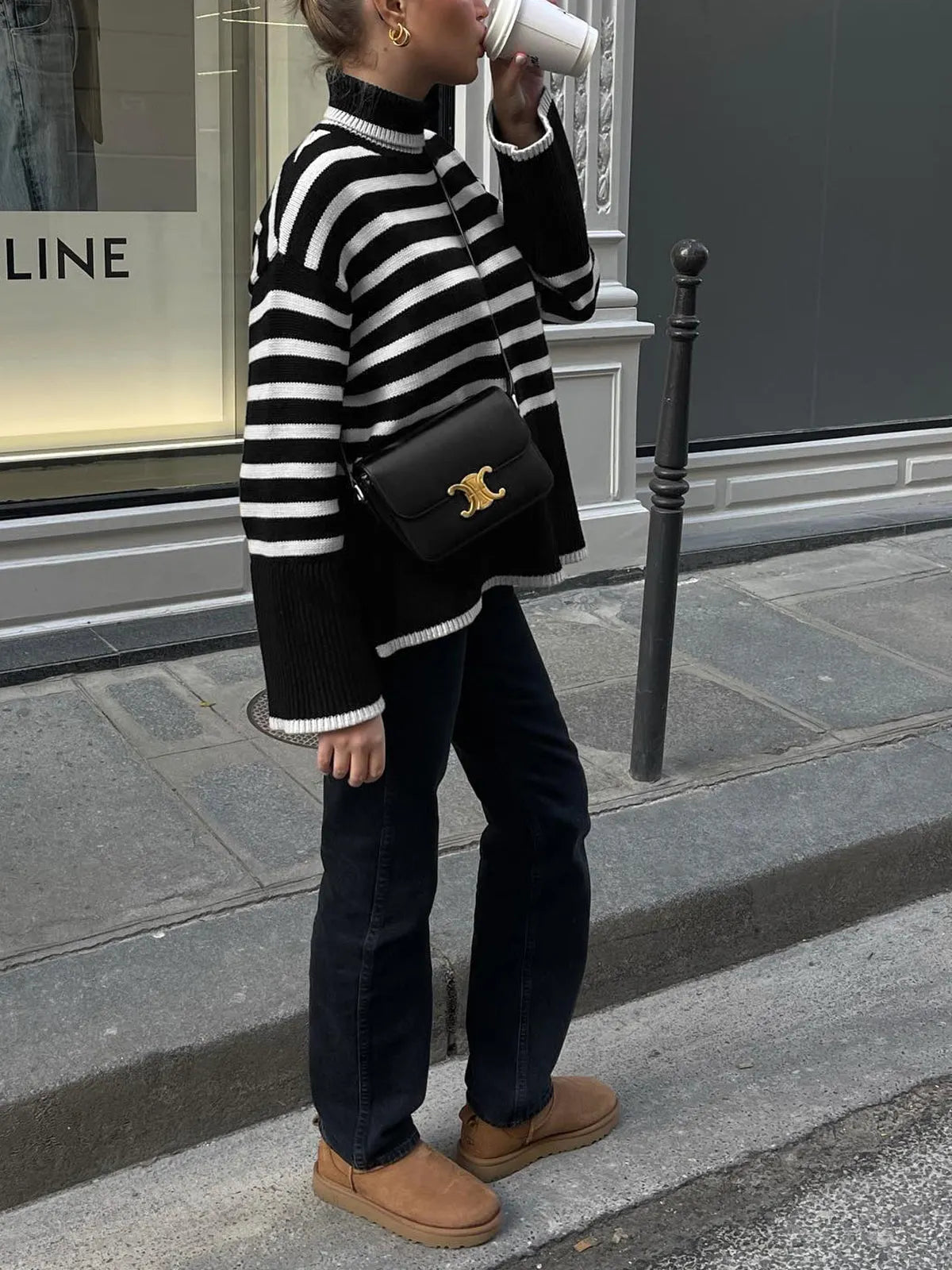 Parisian Stripe Mockneck Sweater