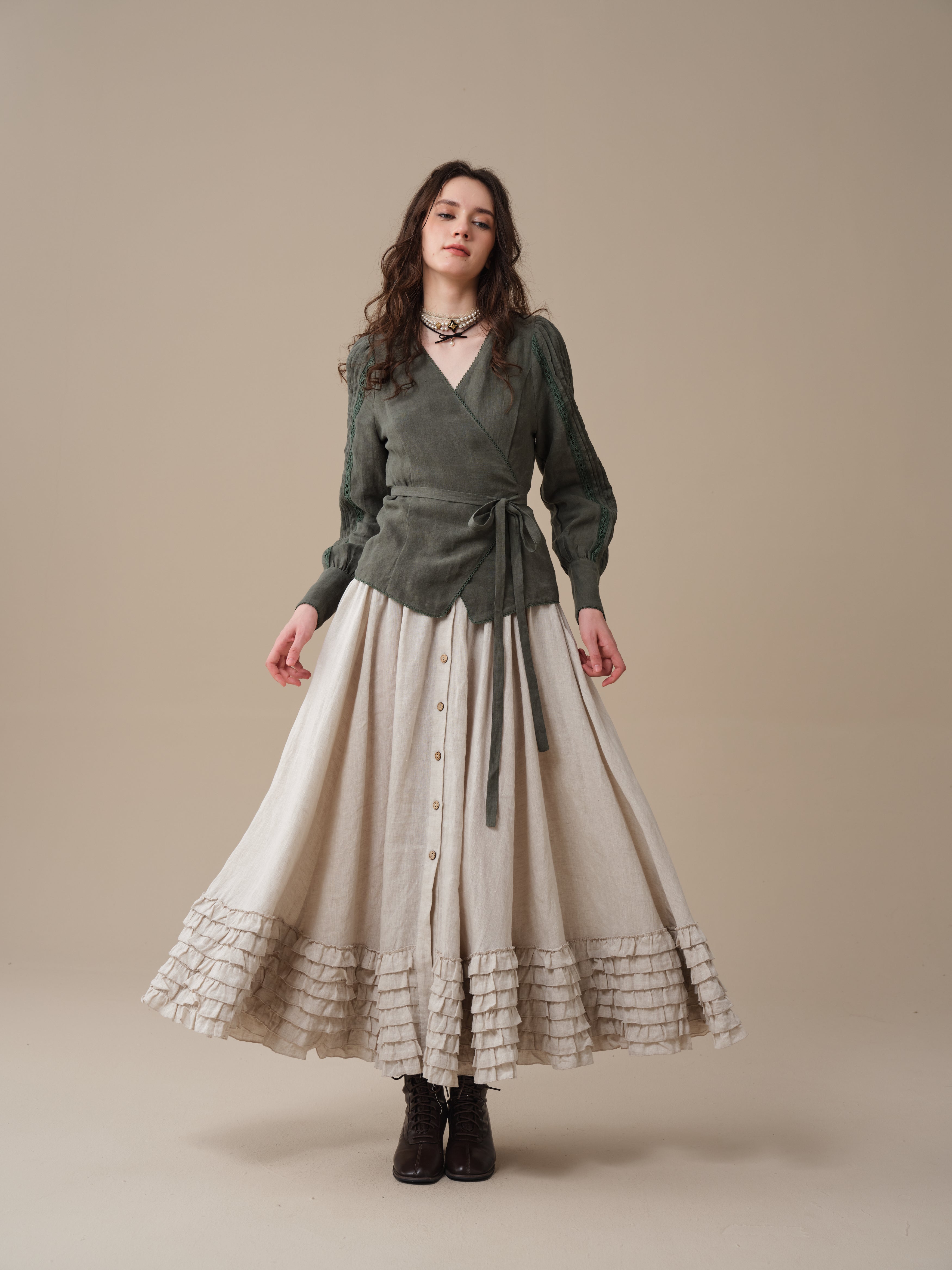 Marguerite | Soft Linen Wrap Blouse