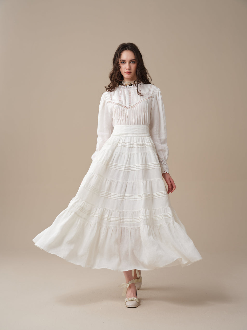 Alice 12 |  Pintuck Linen Maxi Skirt