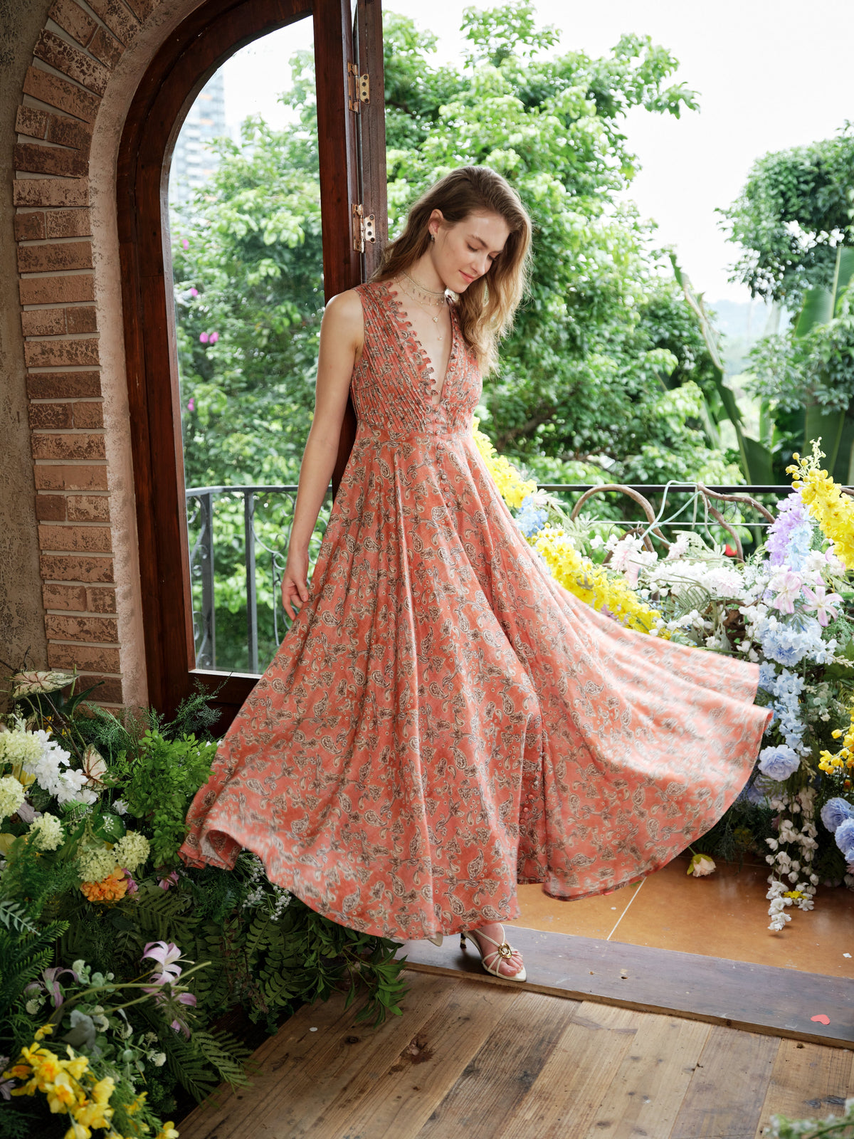 Rebecca 18 | Pleated Maxi Linen Dress