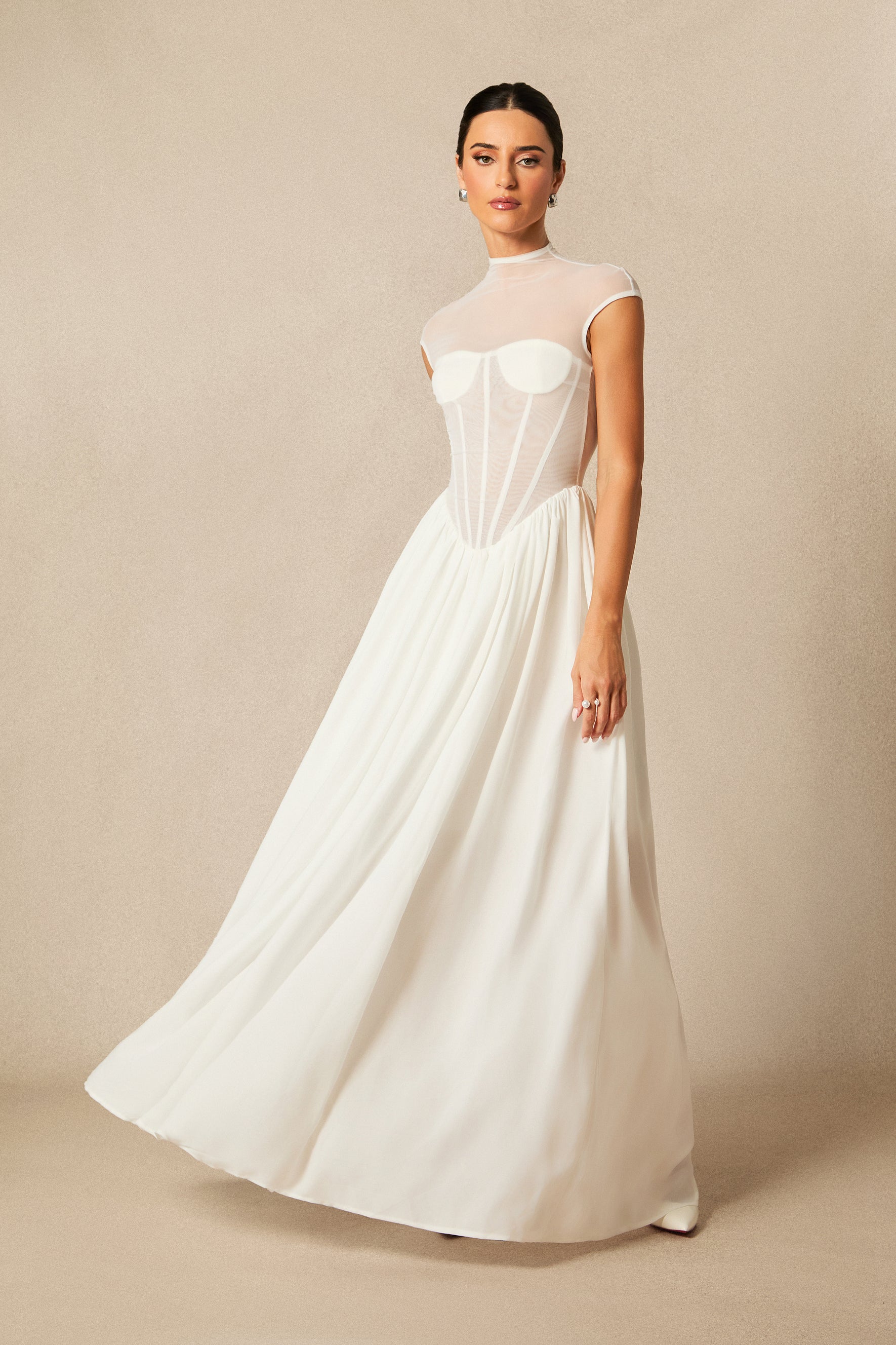 Alyssa Cap Sleeve Corset Maxi Dress