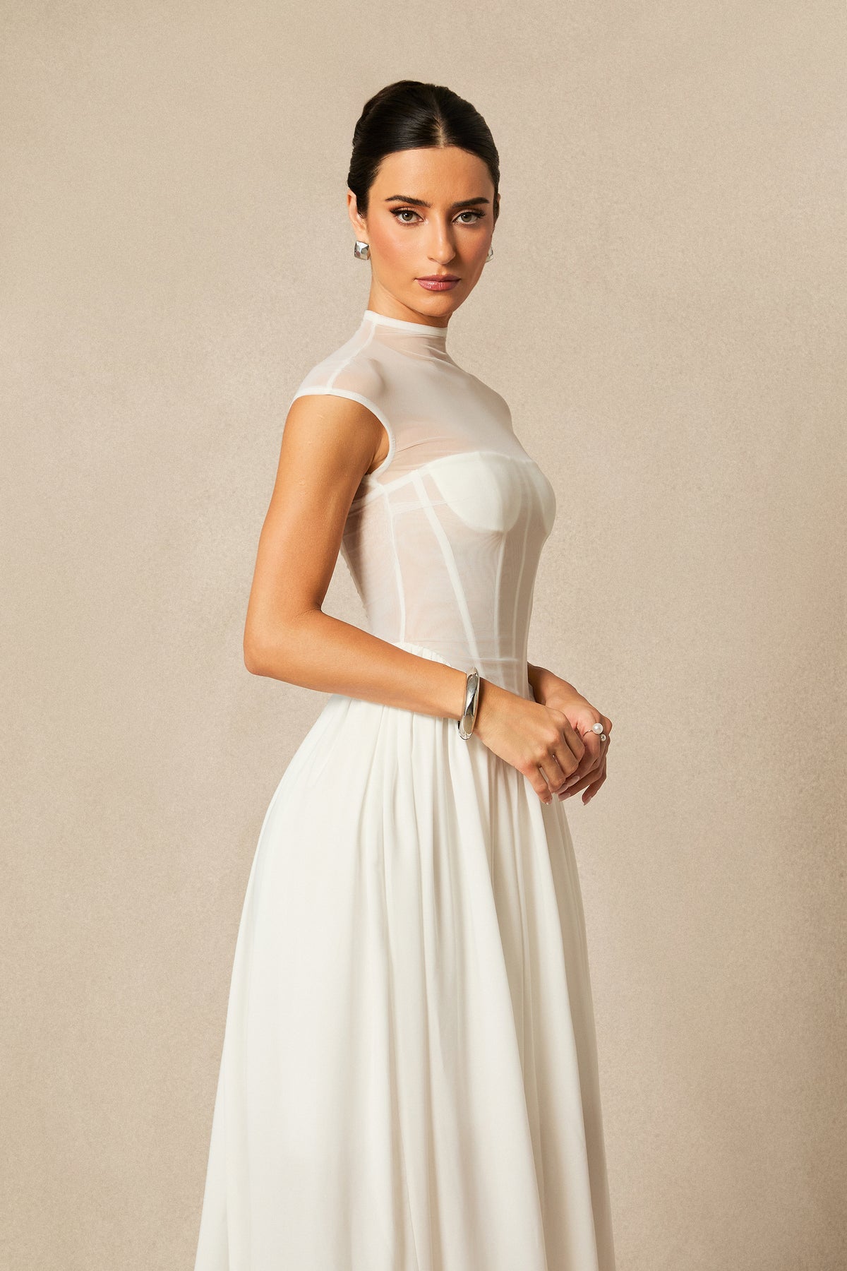 Alyssa Cap Sleeve Corset Maxi Dress