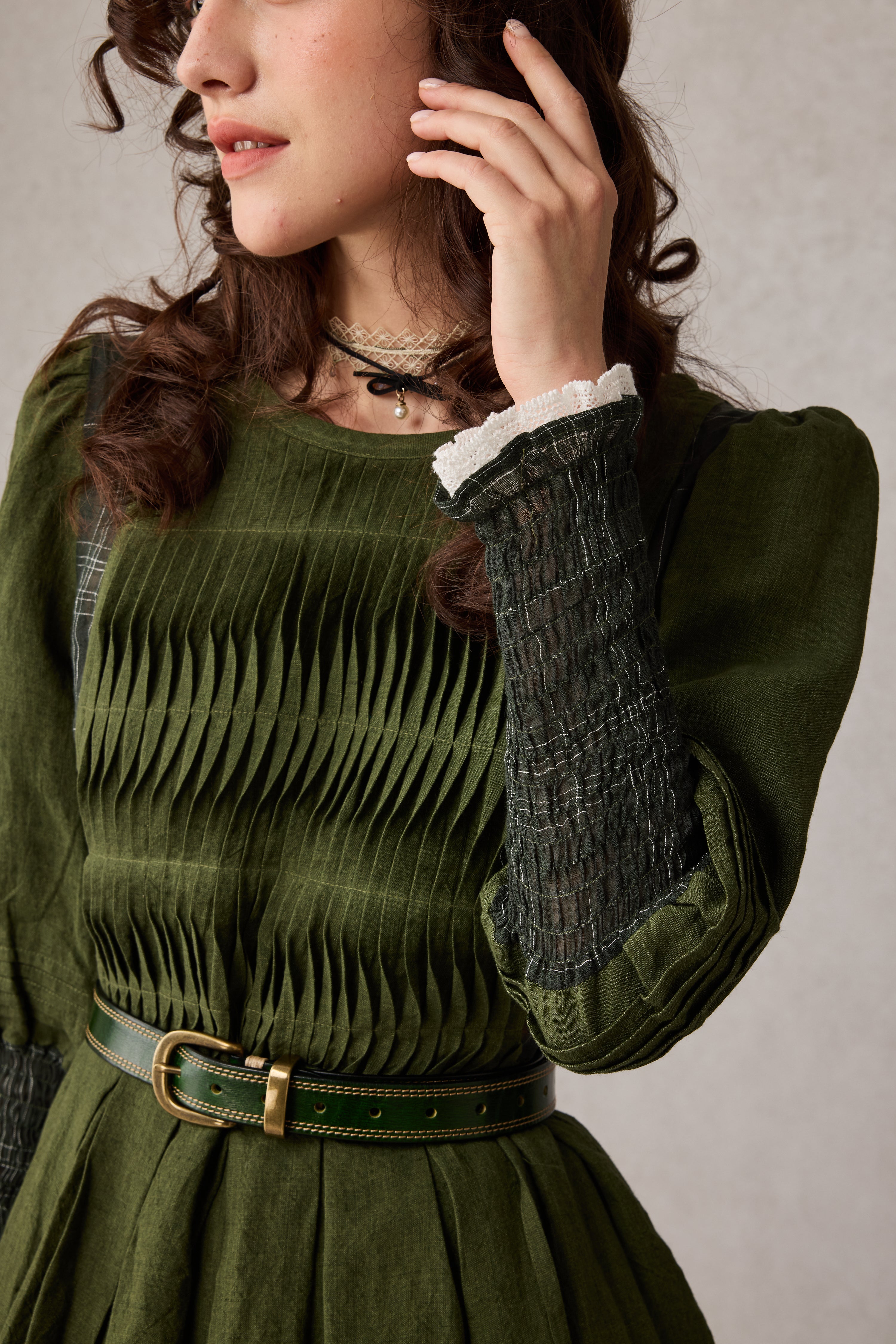 Eliana 15 | Pintucked Patchwork Linen Dress