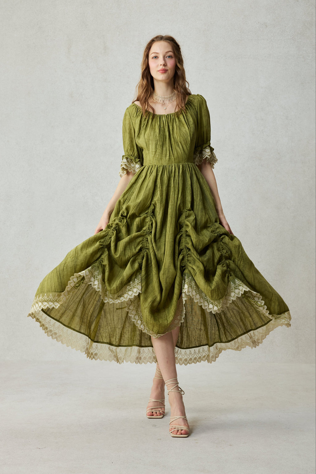 Elowen 27 | Lace Linen dress gown ( 2 way to wear )