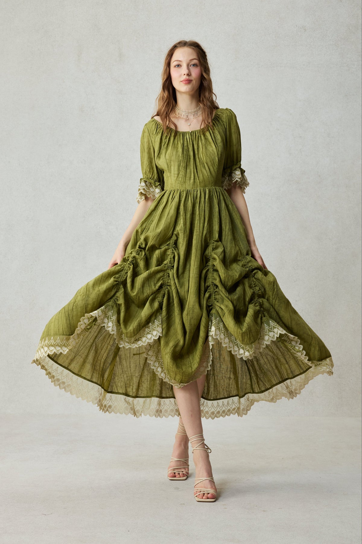 Elowen 27 | Lace Linen dress gown ( 2 way to wear )