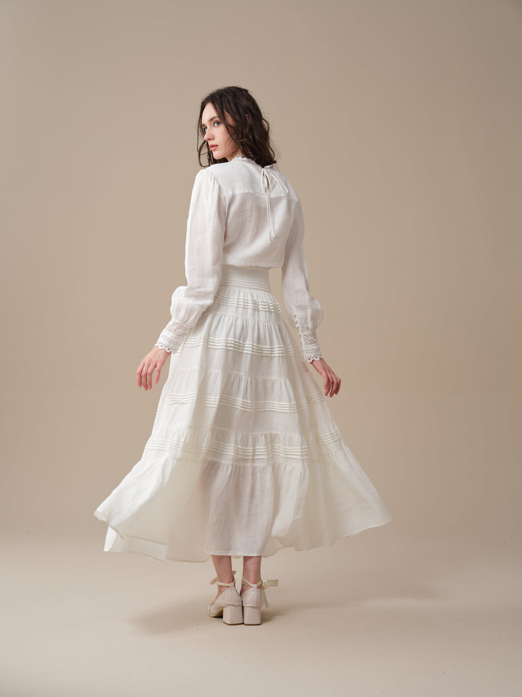 Alice 12 |  Pintuck Linen Maxi Skirt