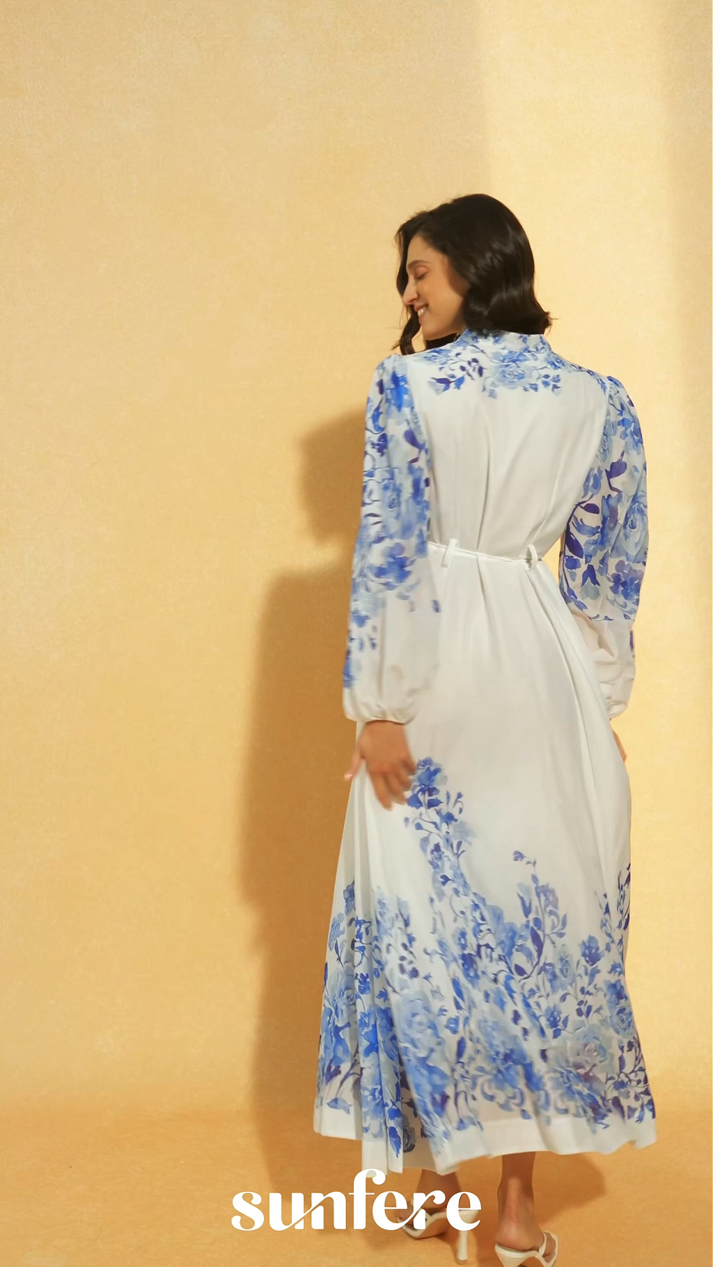 Naturally Charming White Floral Print Stand Collar Maxi Dress