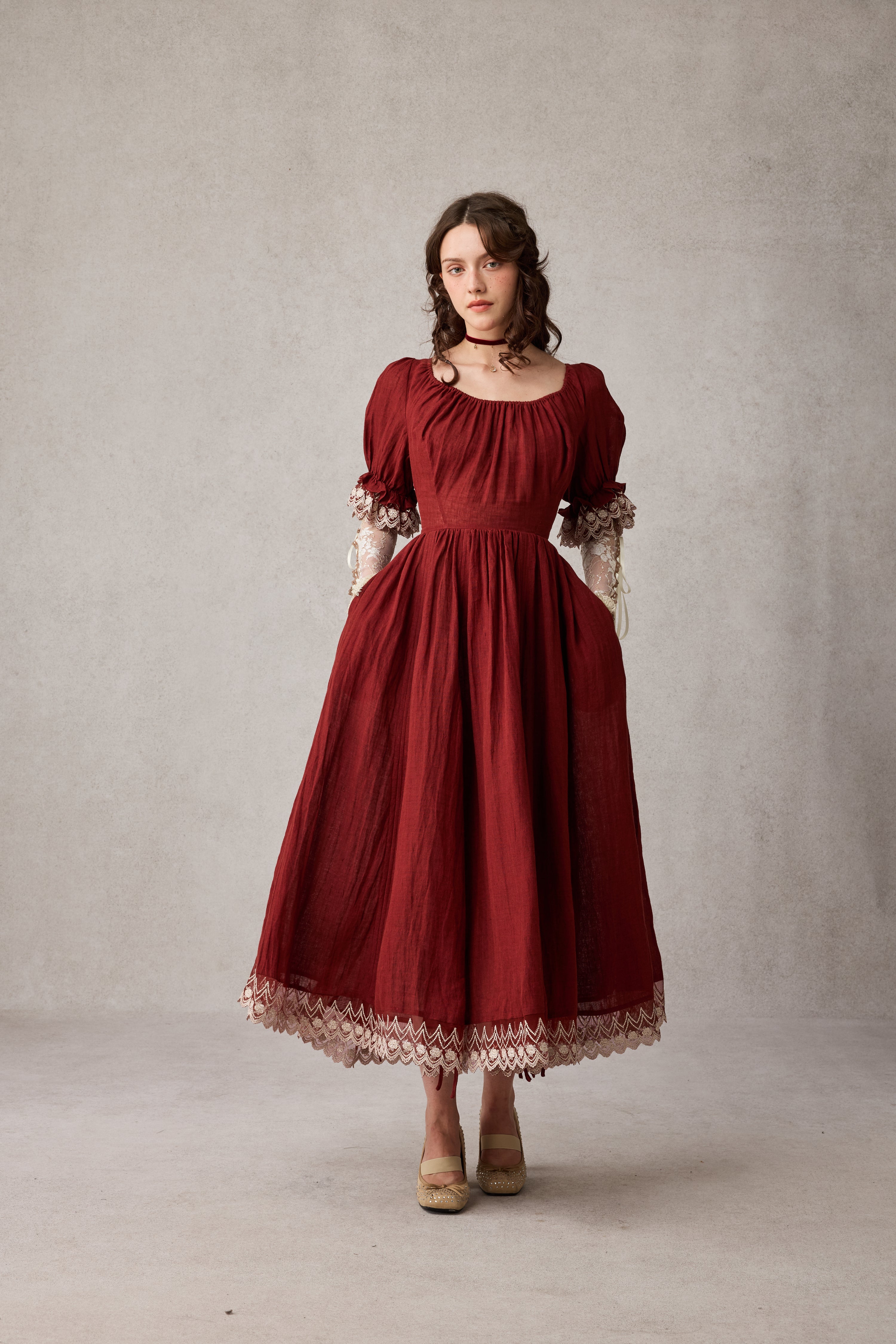 Elowen 27 | Lace Linen dress gown ( 2 way to wear )