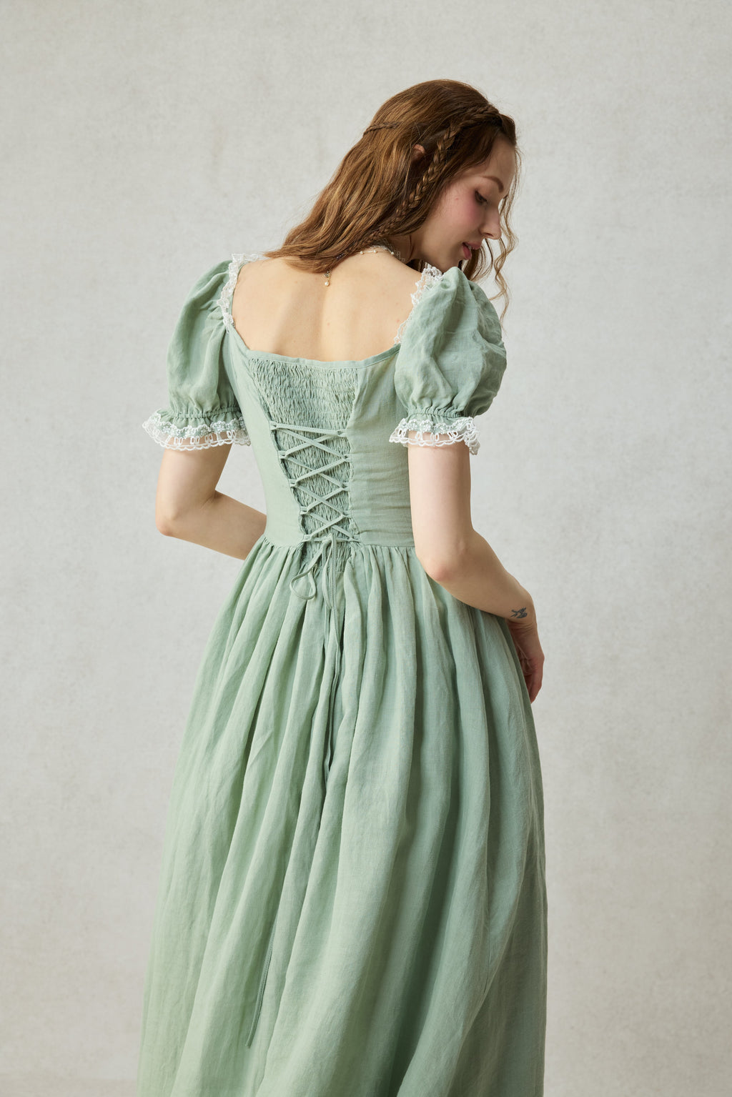 Monet Haze 26 | Fairy layered Linen Dress with pintucks