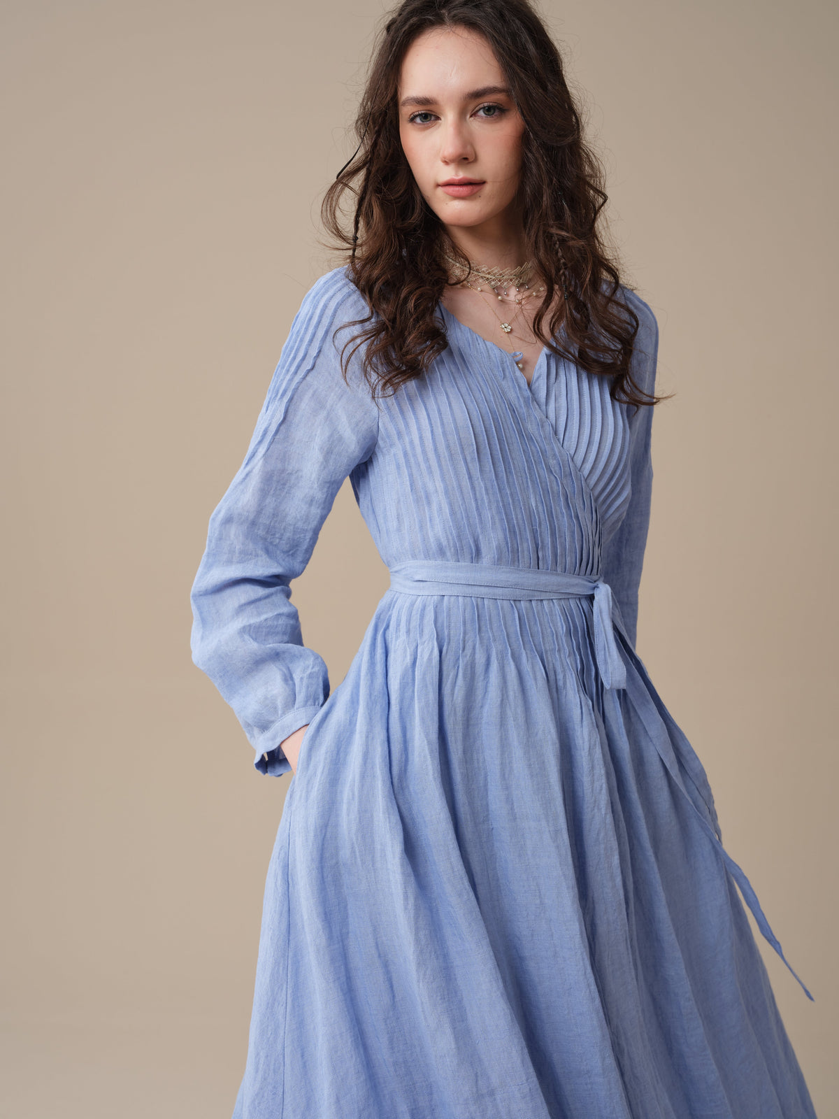 Bluebell 06 | Pintuck Linen Wrap Dress