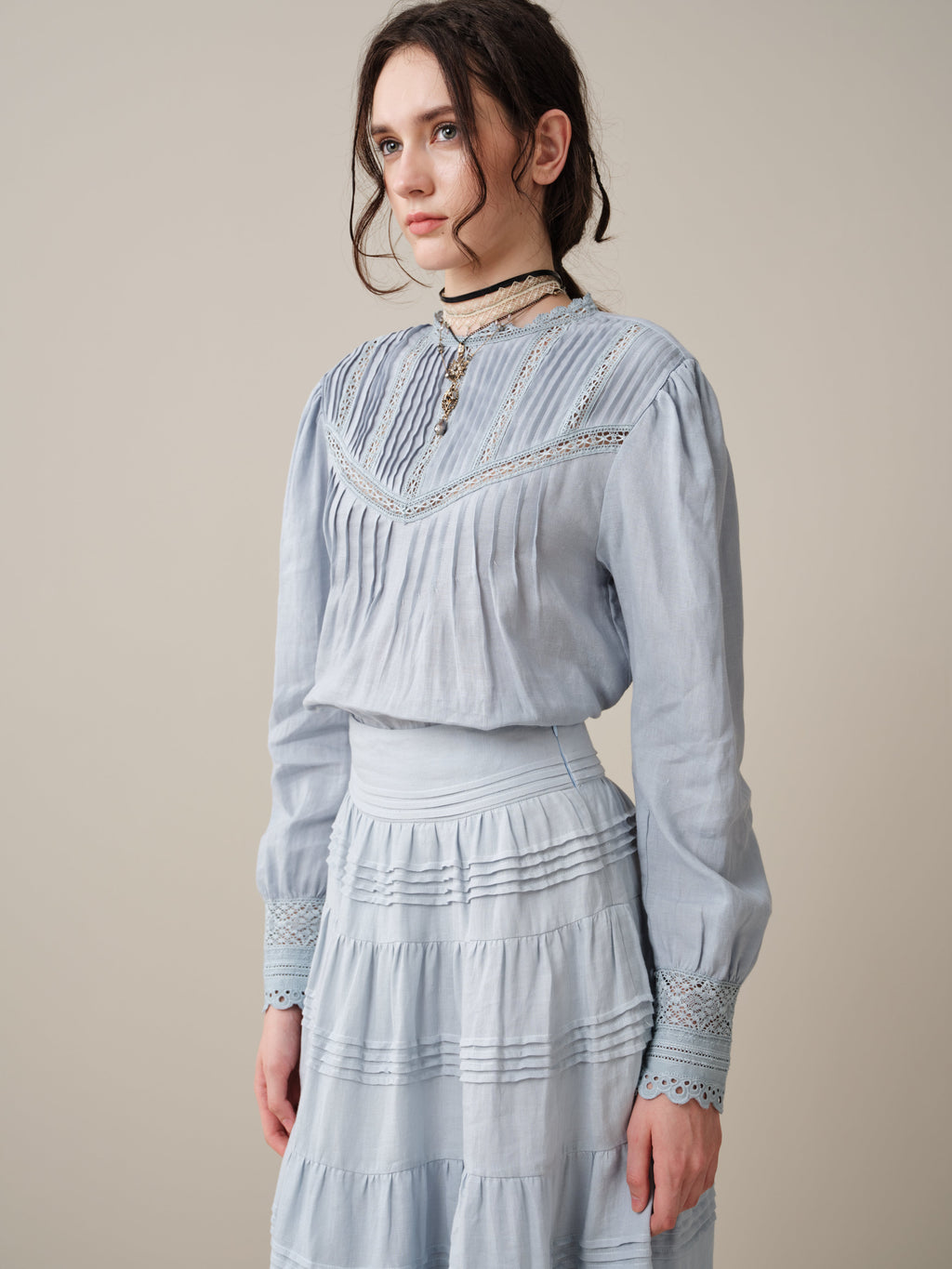 Alice 12 |  Pintuck Linen Maxi Skirt