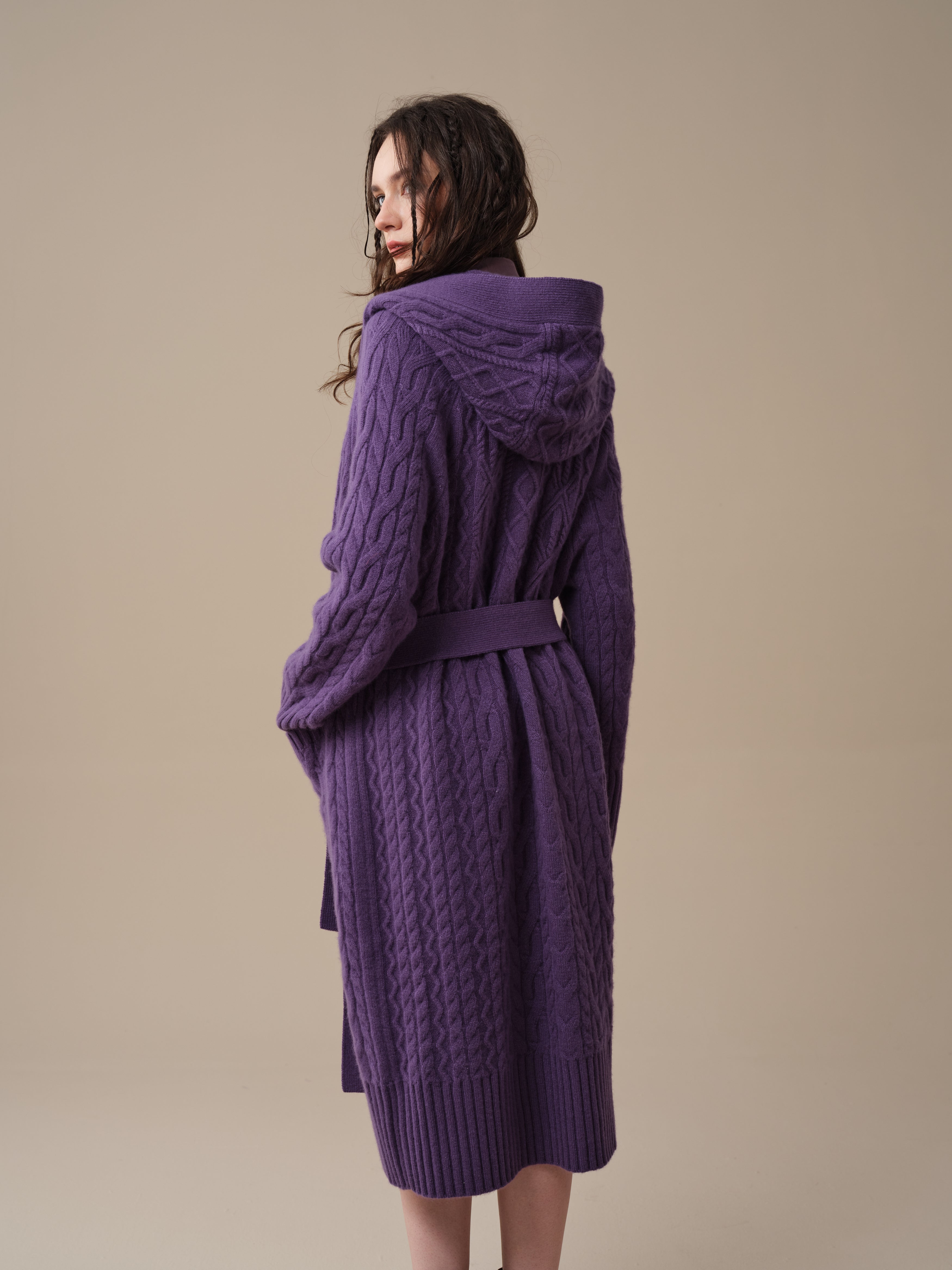 Hudson 15 | 100% wool hooded cardigan coat