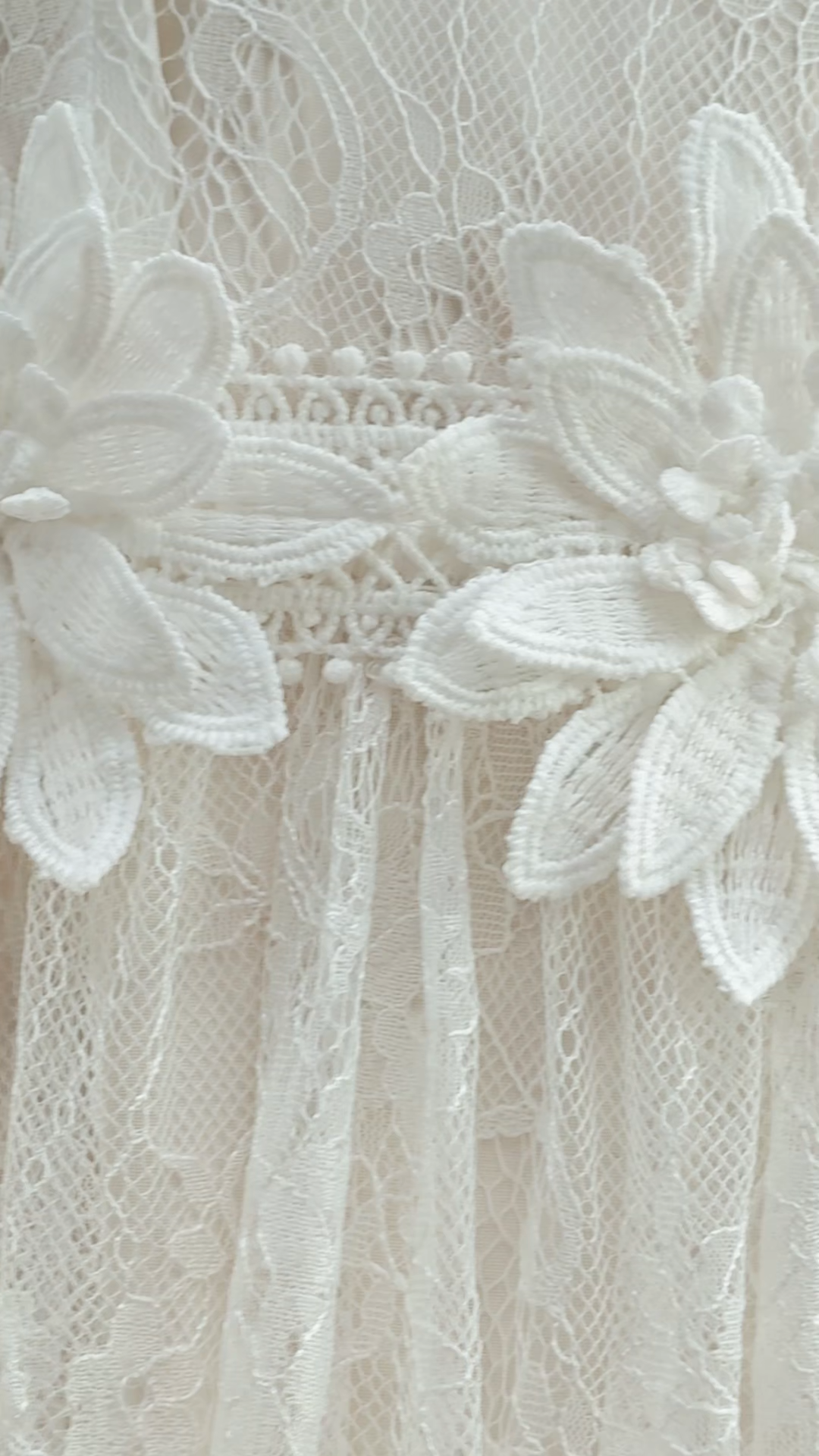 Bright Beauty White Floral Applique Sheer Lace Maxi Dress