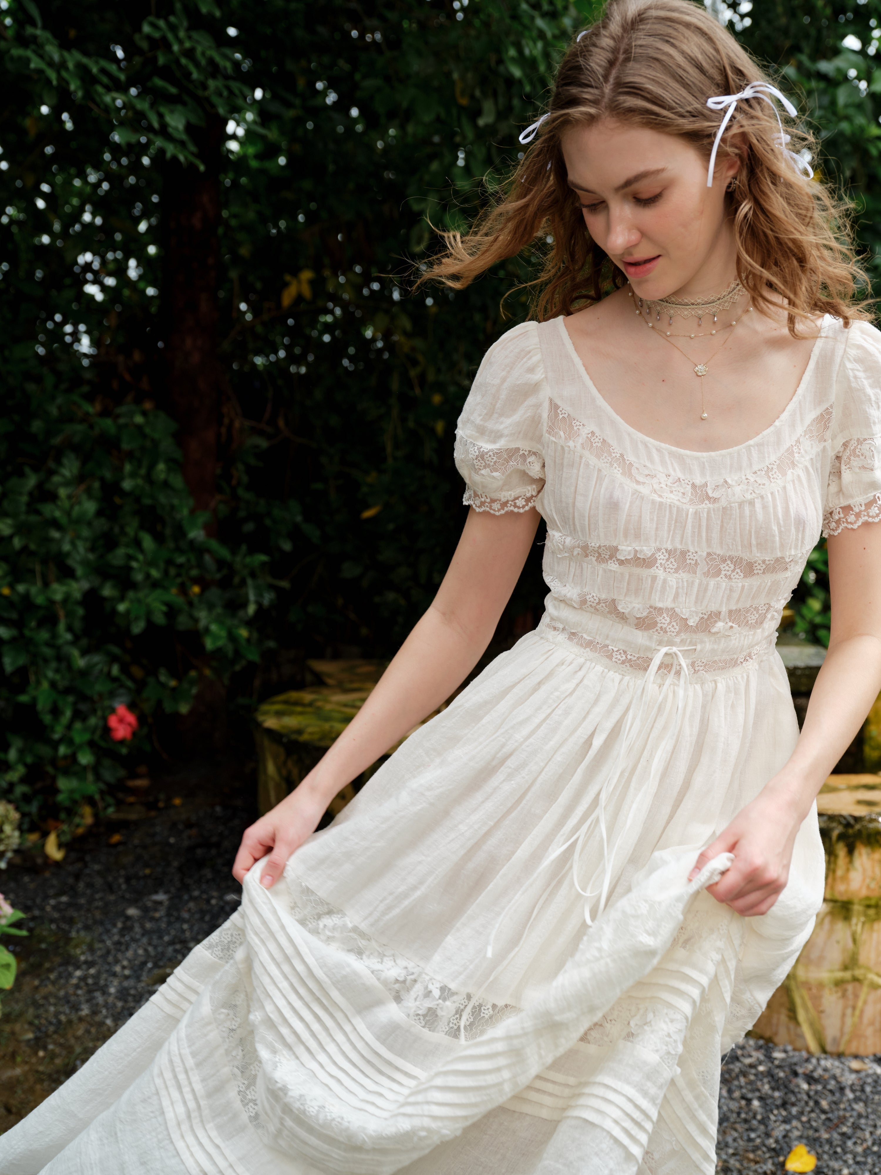 Dawn 17 | Lace Linen Dress Gown