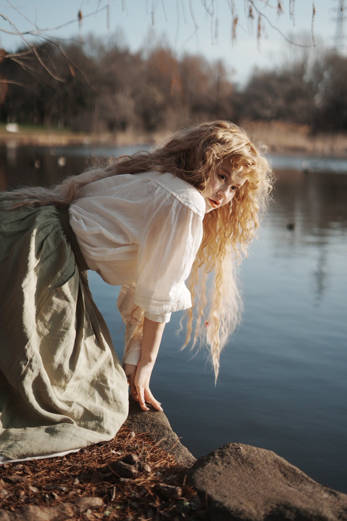 Daisy 03 | Pastel Green Linen Skirt