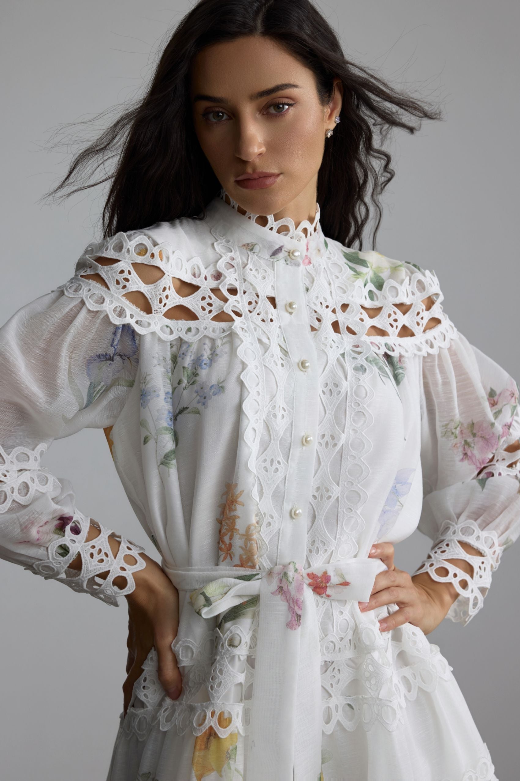 Alice Floral Print Lace Panelled Mini Dress