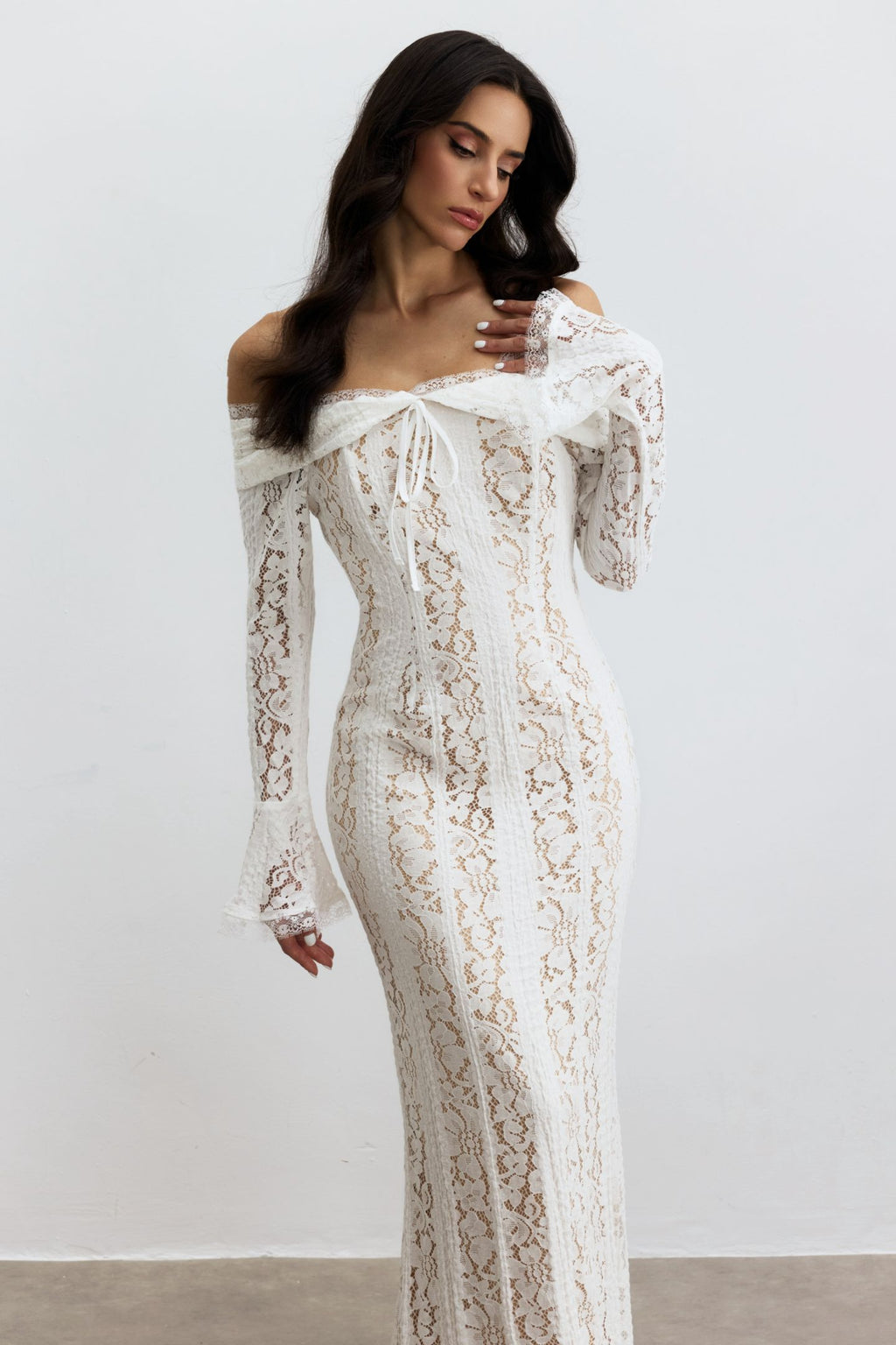Emily Off Shoulder Lace Maxi Dress