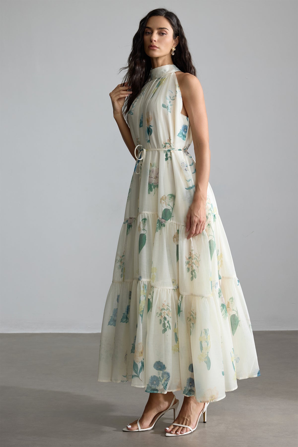 Harley Floral Print Halter Maxi Dress
