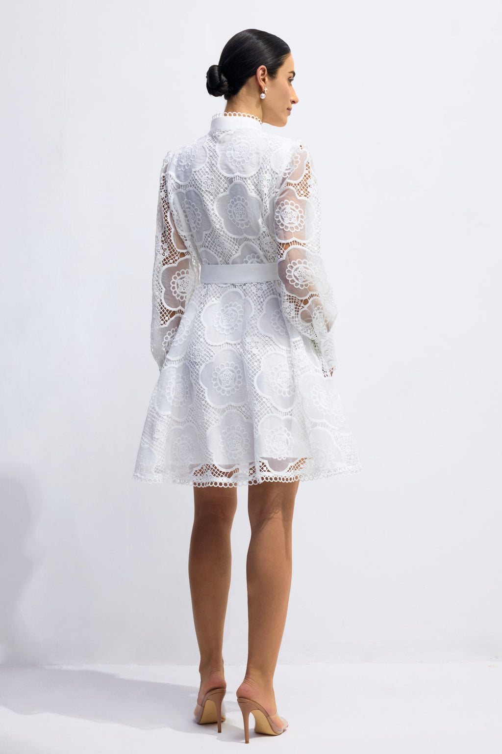 Helena Floral Lace Lantern Sleeve Mini Dress