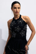 Sheila Halter Neck Beaded Floral Top