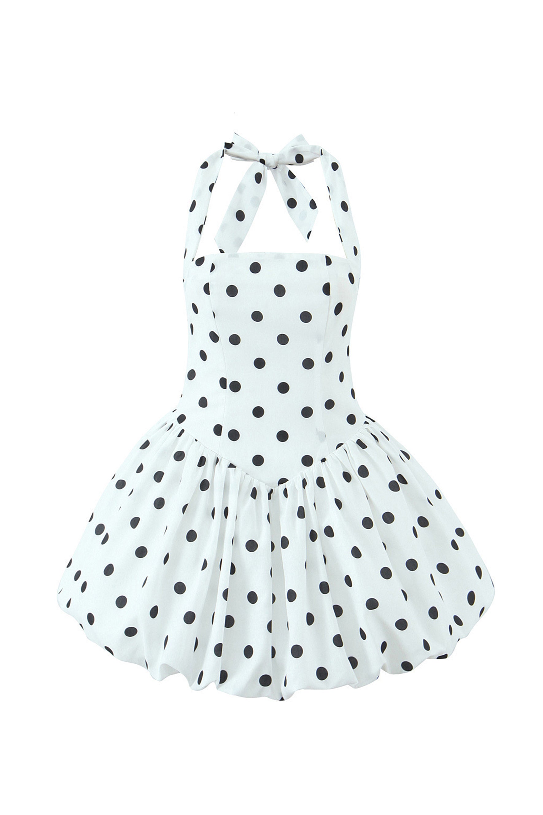 Vivianne Polka Dot Bubble Hem Mini Dress