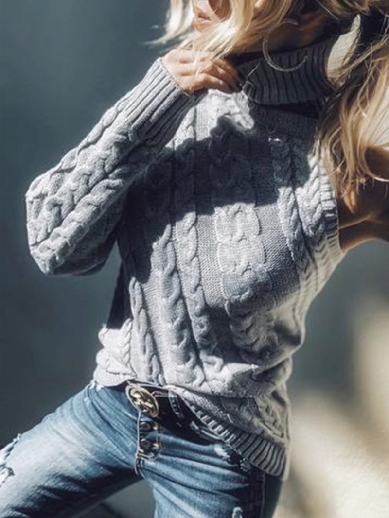 Fashion Sexy Strapless Single Sleeve Tall Neck Twist Sweater