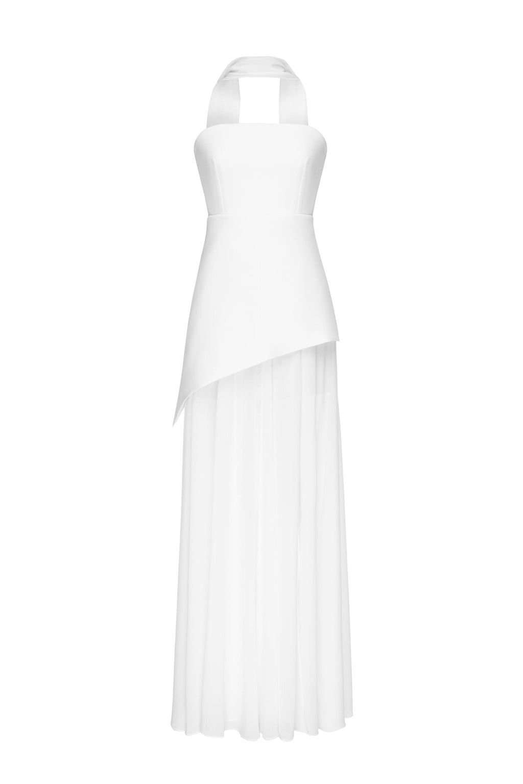 Florence Asymmetrical Chiffon Maxi Dress with Scarf