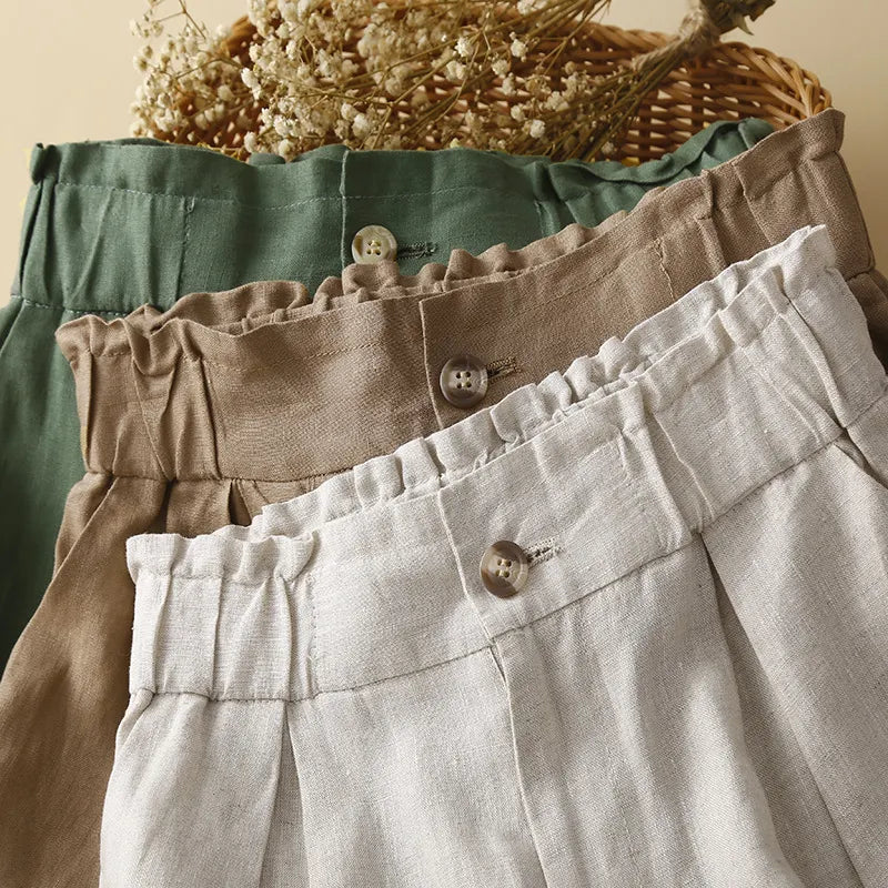 Vintage cotton and linen shorts cropped pants