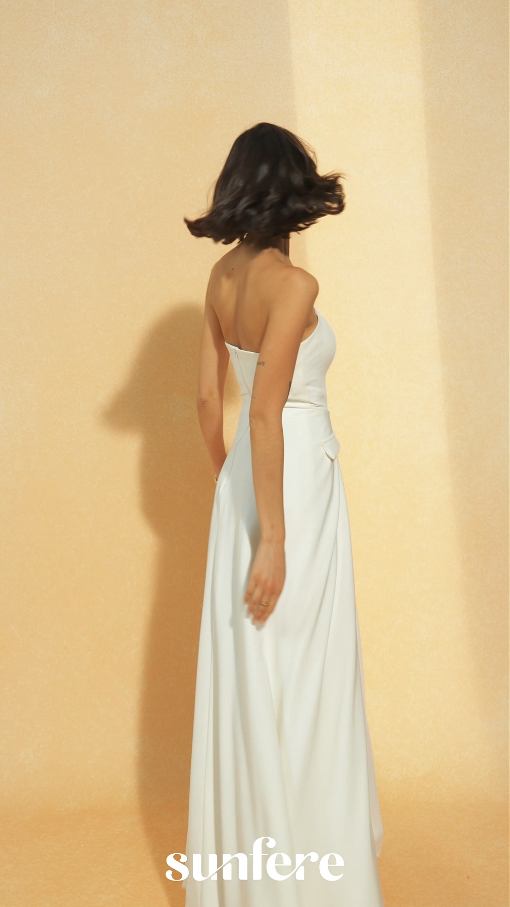 Classic Beauty White Strapless Button Front Maxi Dress