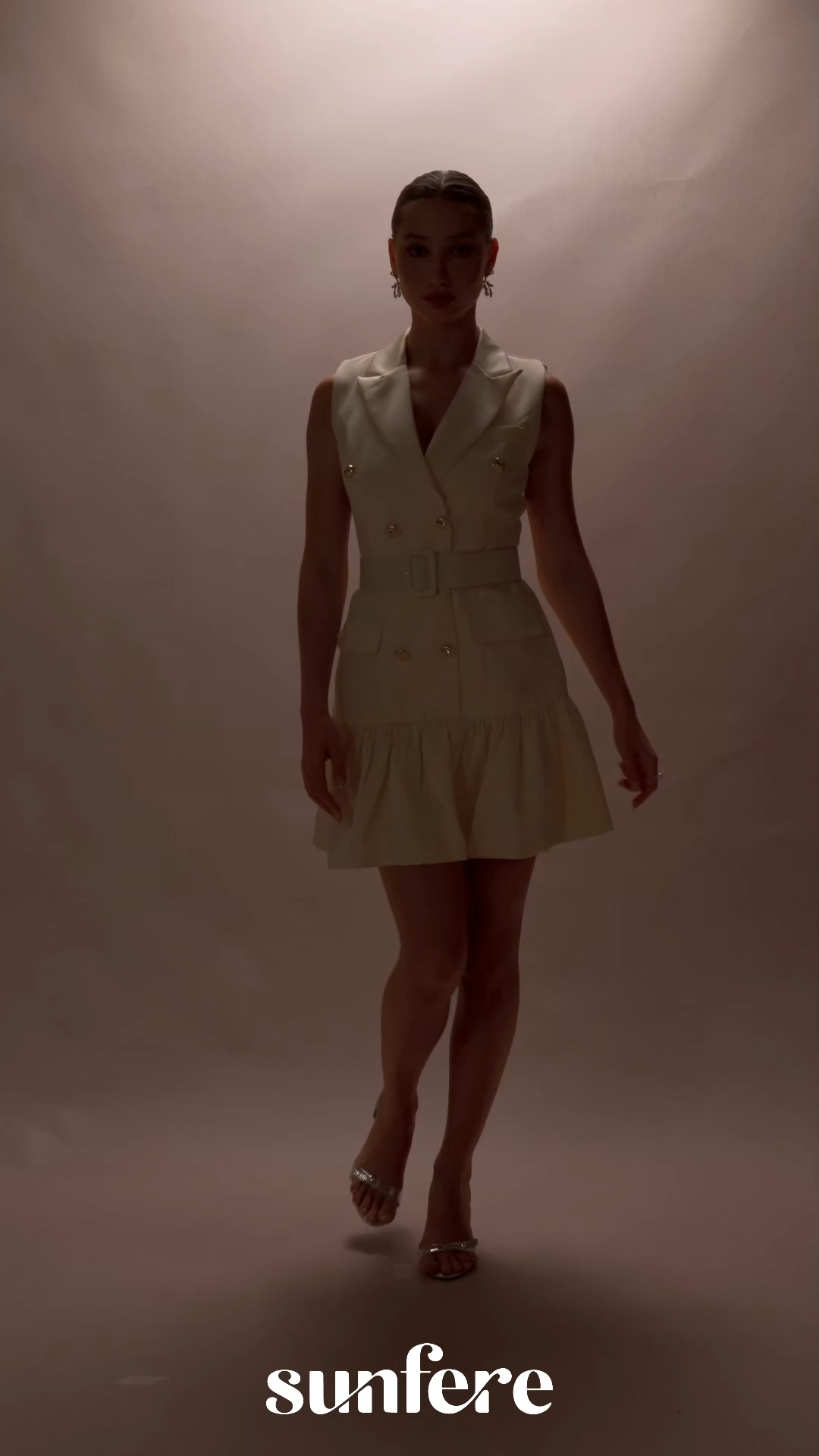 Polished Playful Apricot Double Breasted Ruffle Hem Mini Dress