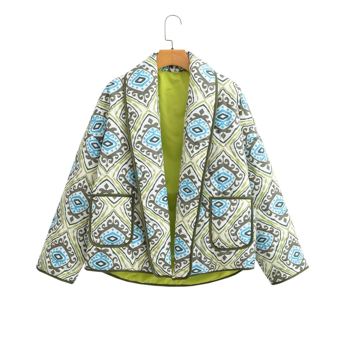 Border Printed Cotton-padded Jacket