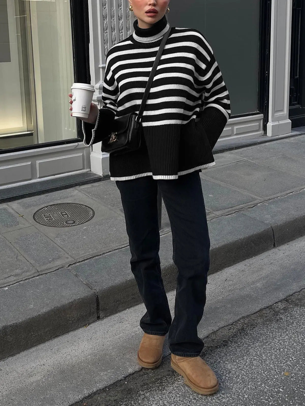 Parisian Stripe Mockneck Sweater