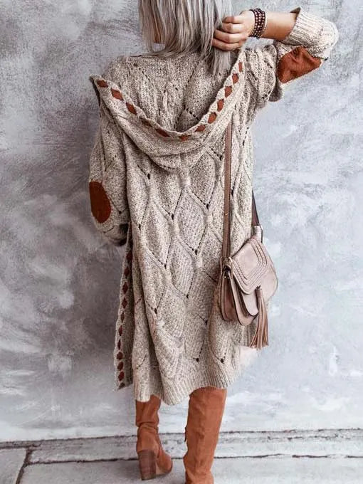 Women'S Caramel Brown Stitching Cardigan